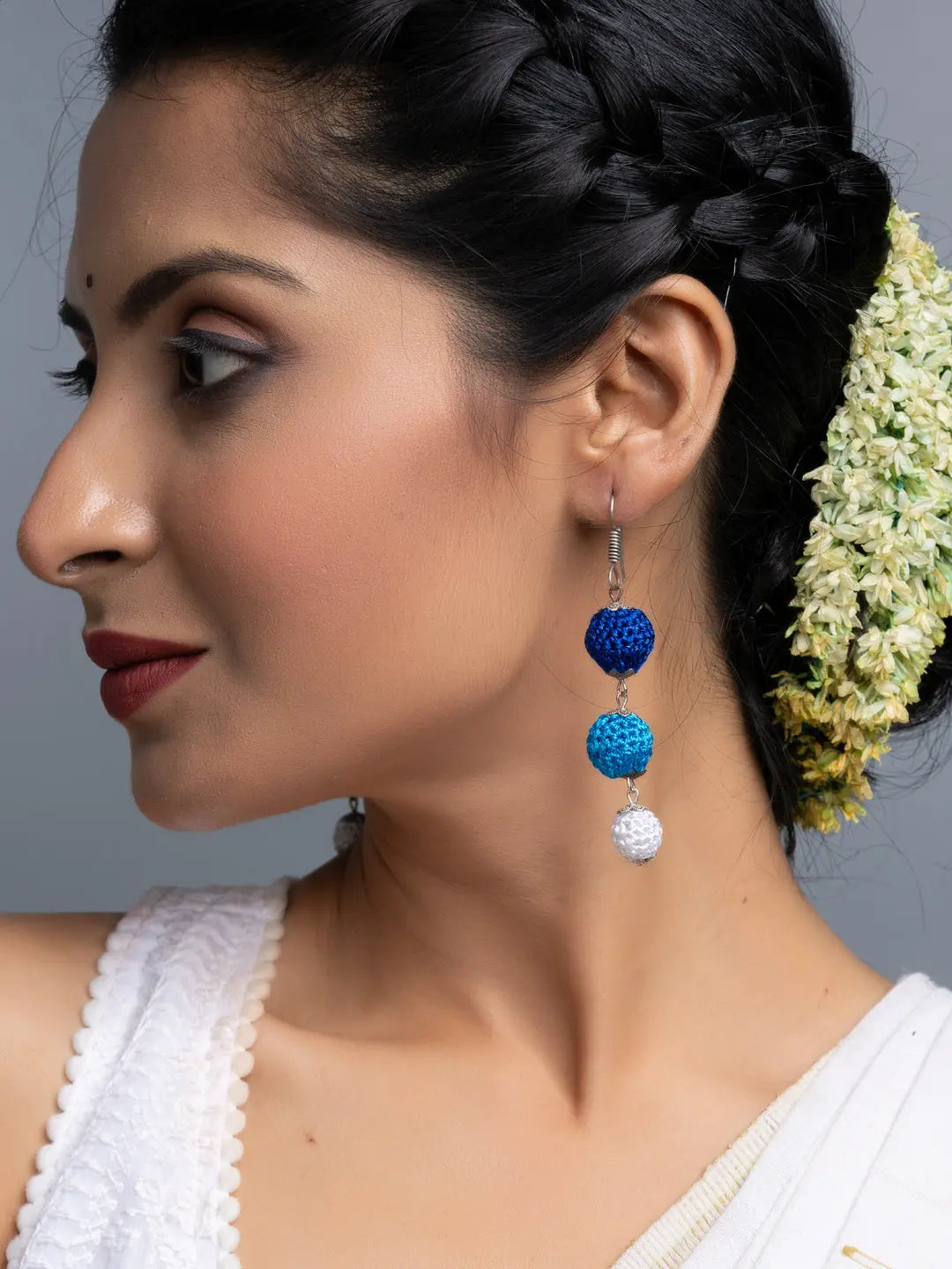 Turquoise Blue White Dangler Earrings - Lookandadorn.com