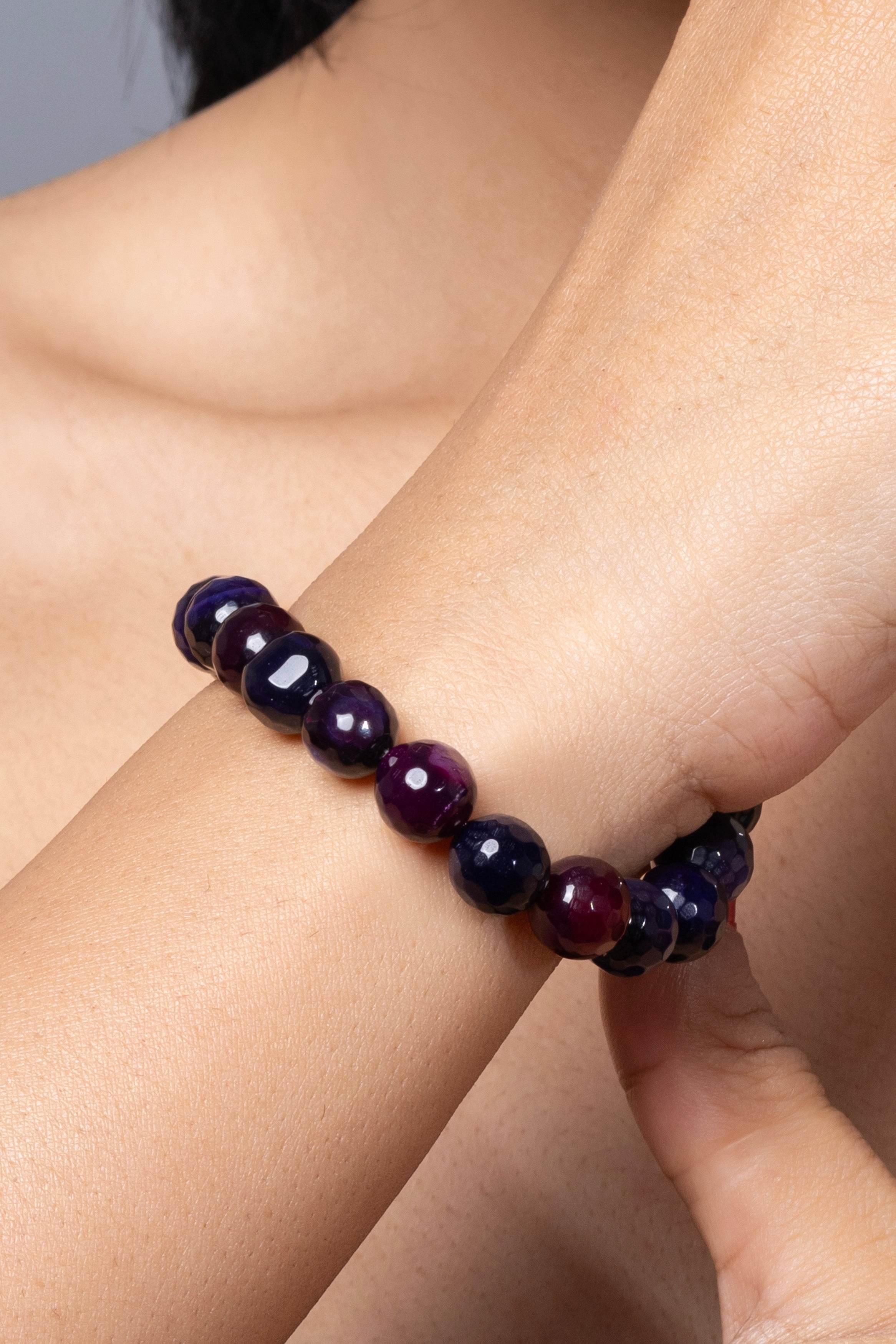 Handmade Beaded Bracelets - Grape Purple Semi Precious Onyx for Elegant Everyday Wear - Lookandadorn.com