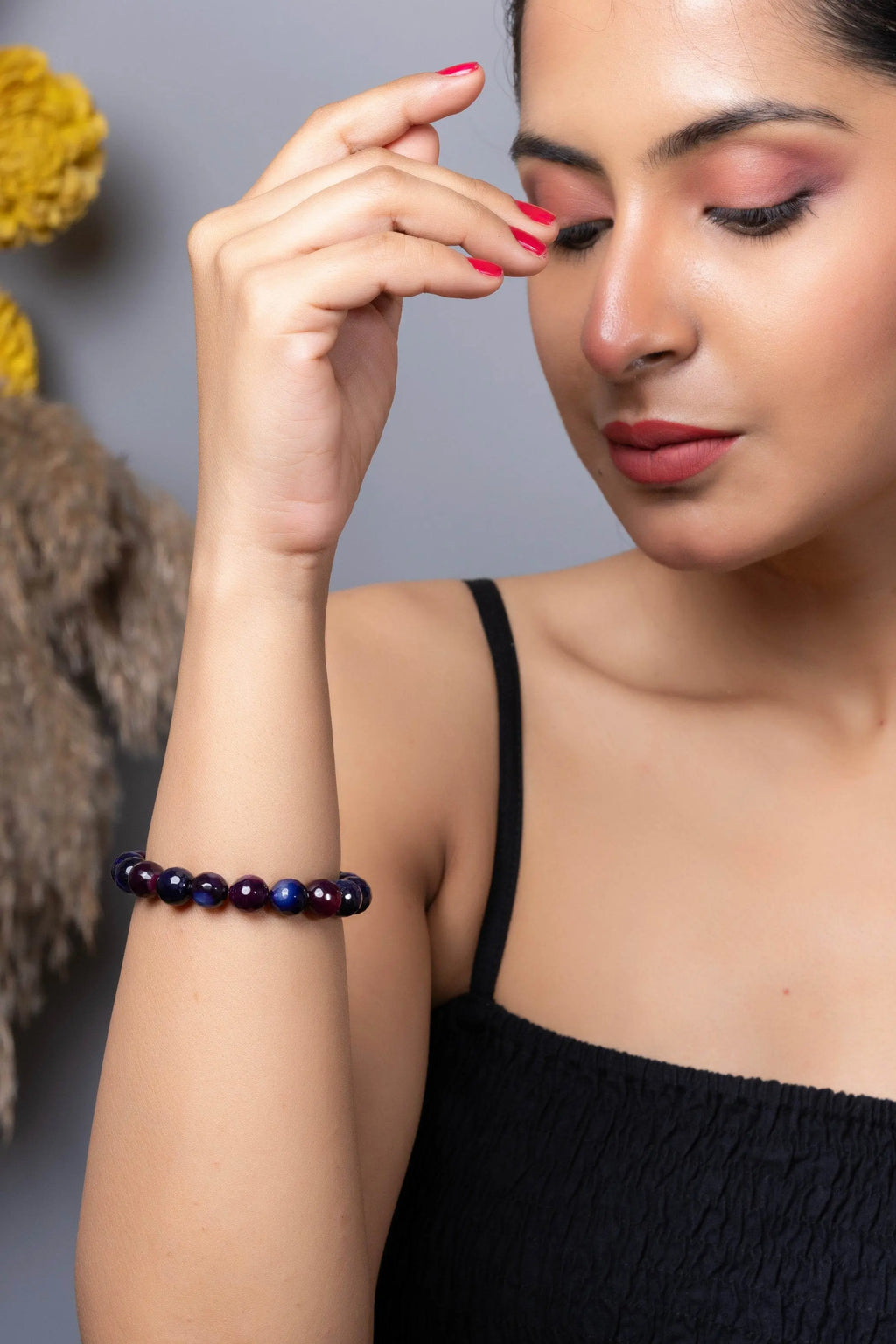 Handmade Beaded Bracelets - Grape Purple Semi Precious Onyx for Elegant Everyday Wear - Lookandadorn.com
