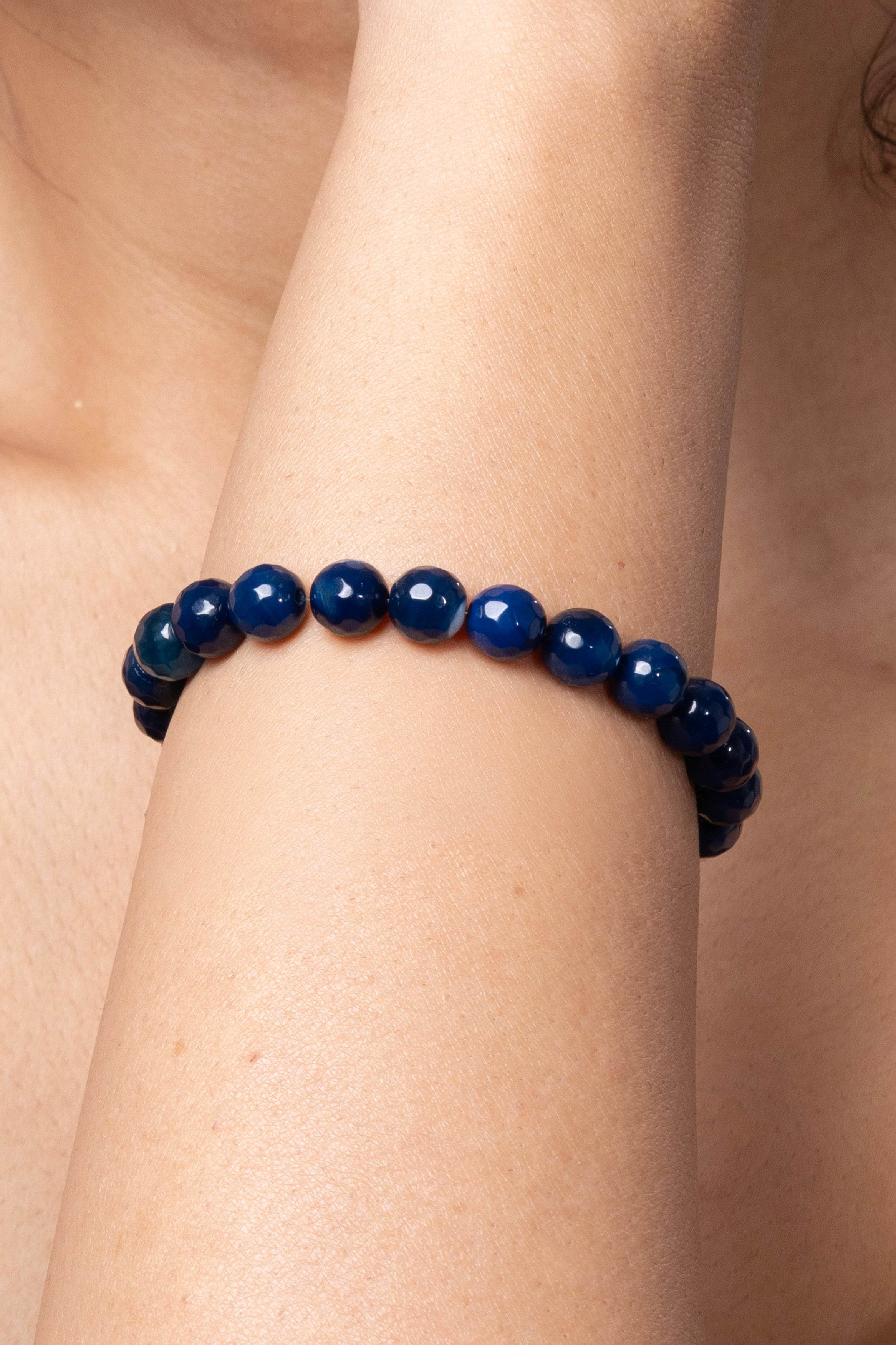Handmade Onyx Bracelet Made with Semi Precious Blue Onyx for Elegant Everyday Wear - Lookandadorn.com