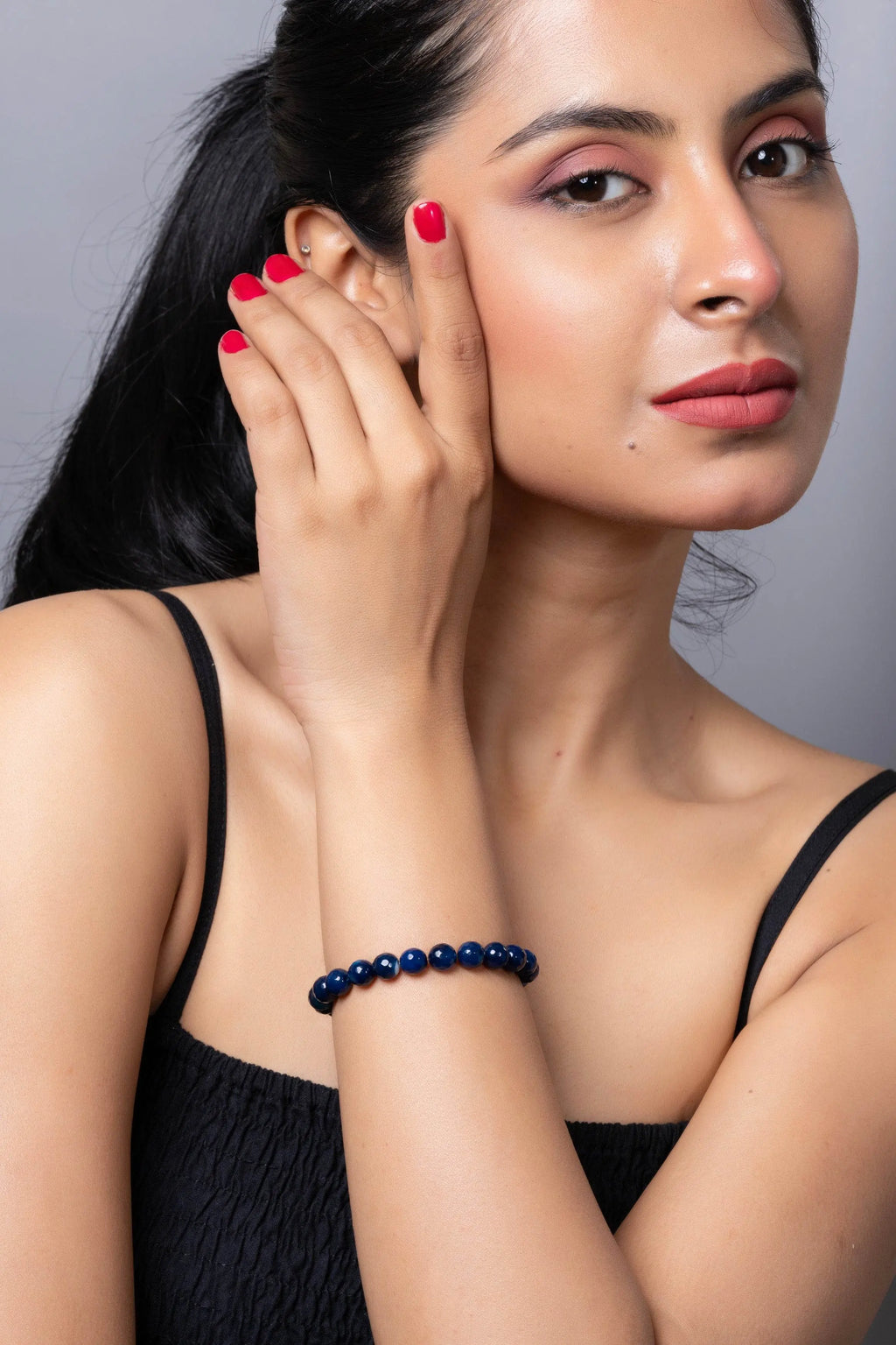Handmade Onyx Bracelet Made with Semi Precious Blue Onyx for Elegant Everyday Wear - Lookandadorn.com