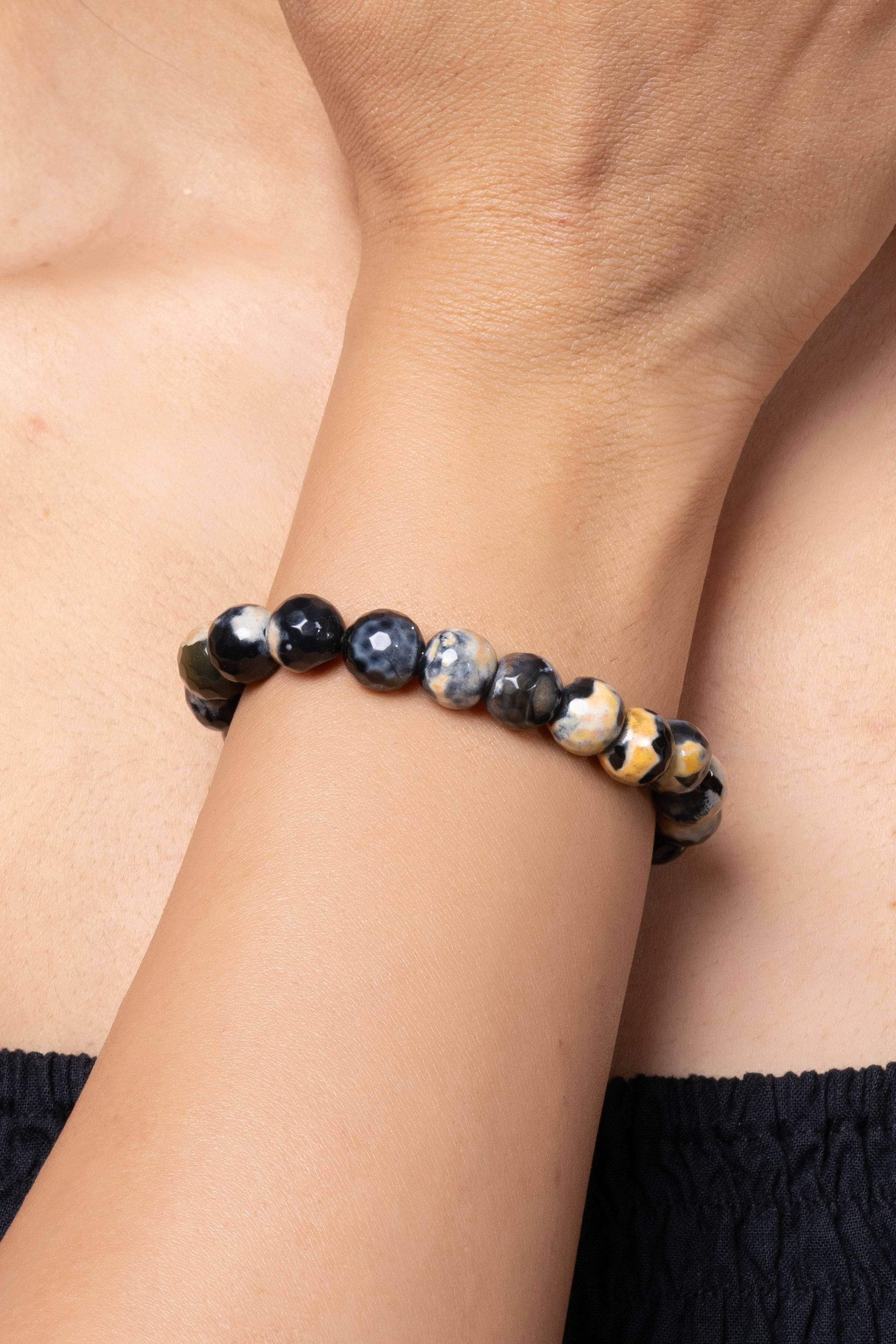 Handmade Jasper Stone Bracelet in Yellow and Black – Elegant Everyday Wear - Lookandadorn.com