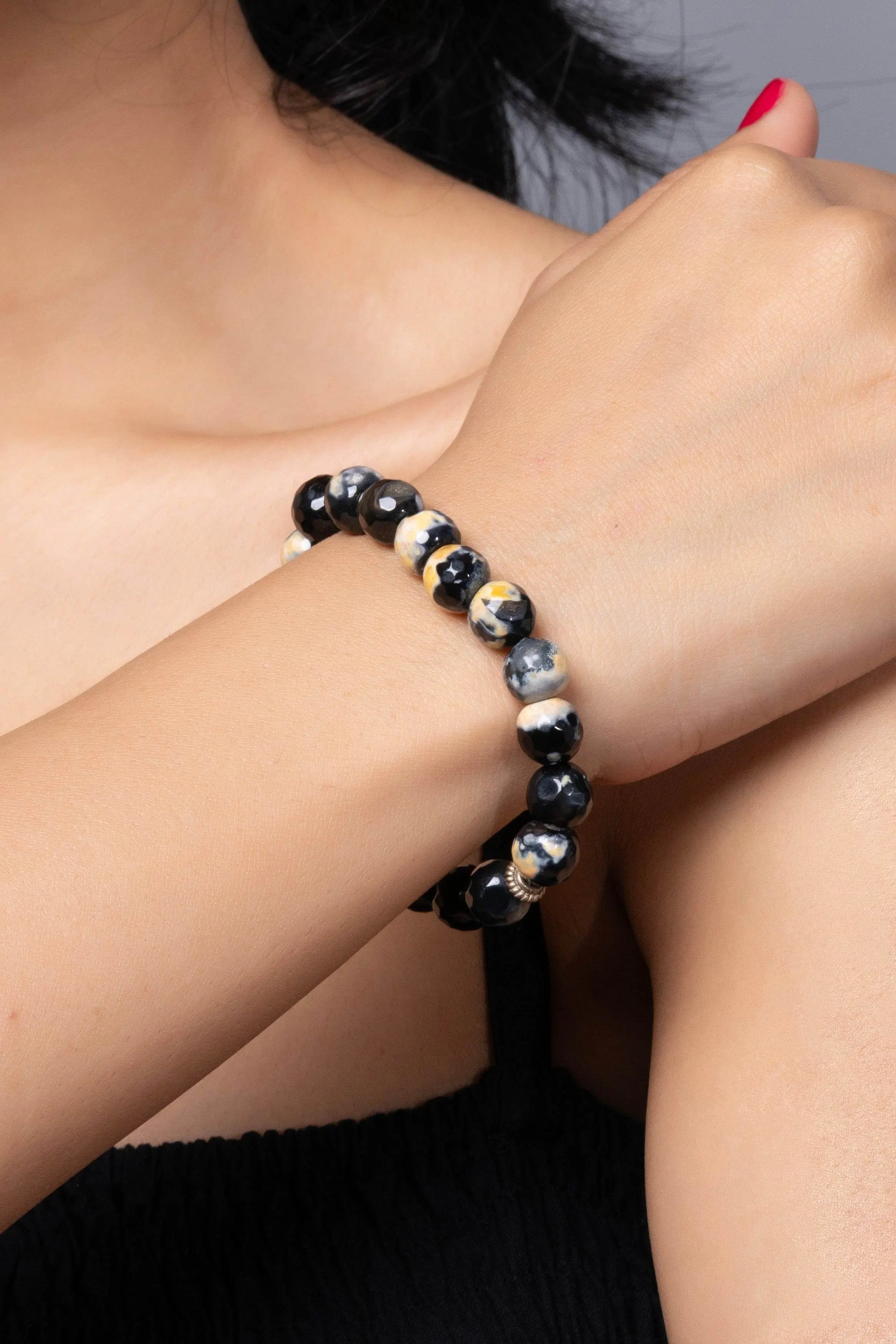 Handmade Jasper Stone Bracelet in Yellow and Black – Elegant Everyday Wear - Lookandadorn.com