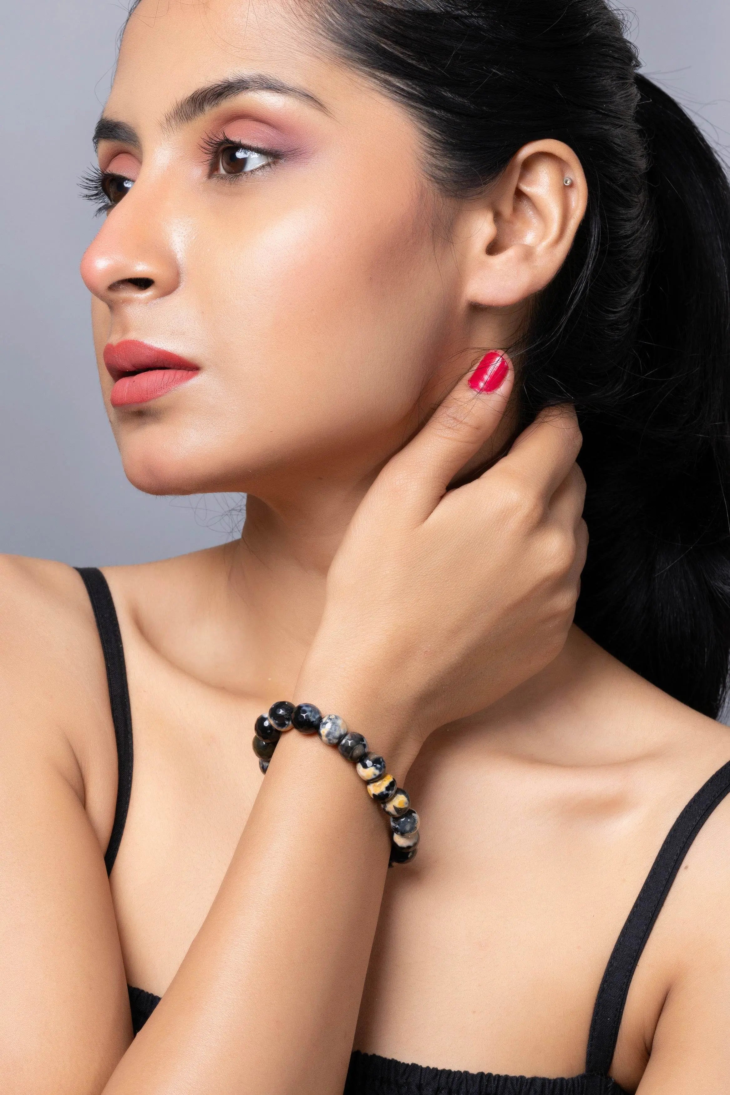 Handmade Jasper Stone Bracelet in Yellow and Black – Elegant Everyday Wear - Lookandadorn.com