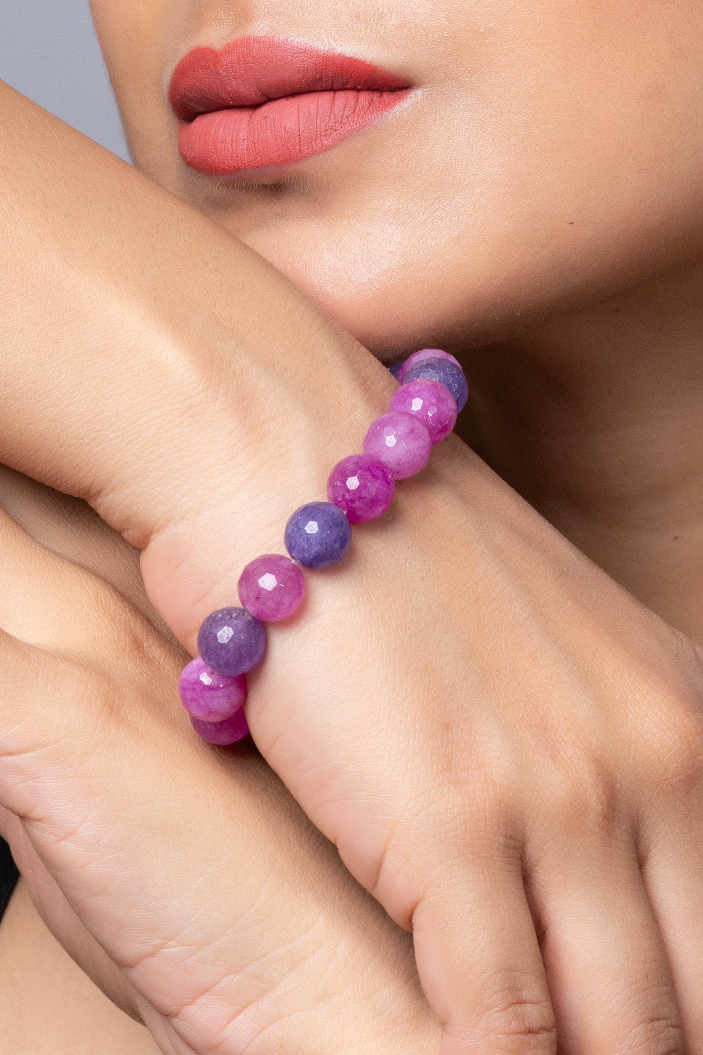 Handmade Onyx Bracelet with Purple Lavender Stones for Elegant Everyday Wear - Lookandadorn.com