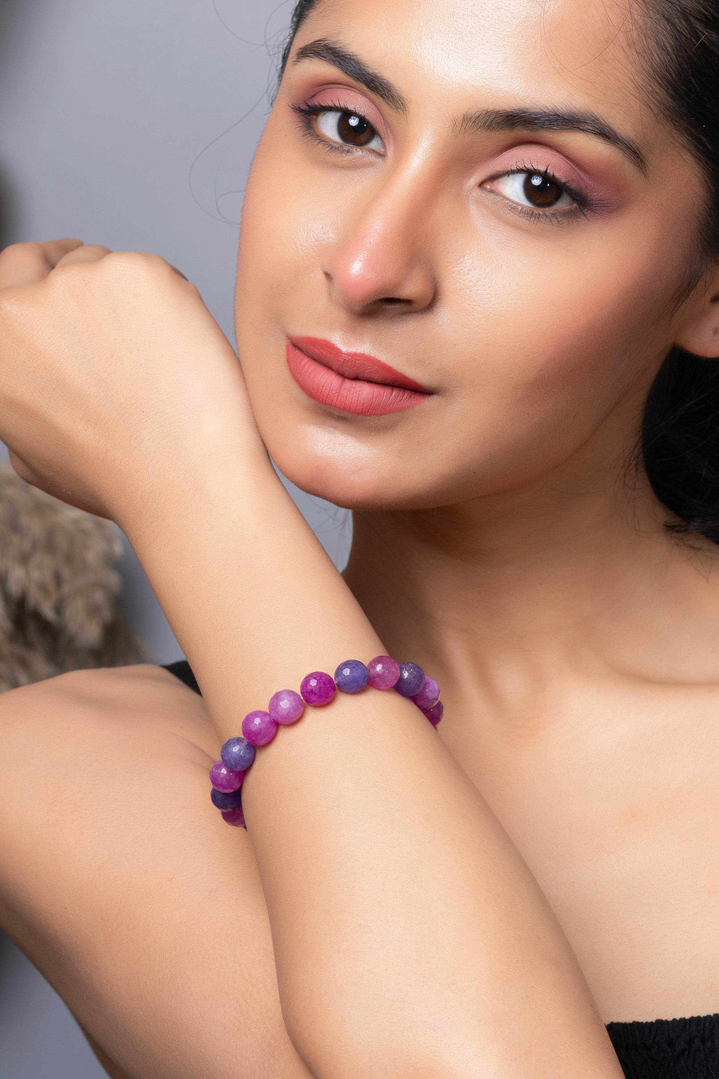 Handmade Onyx Bracelet with Purple Lavender Stones for Elegant Everyday Wear - Lookandadorn.com