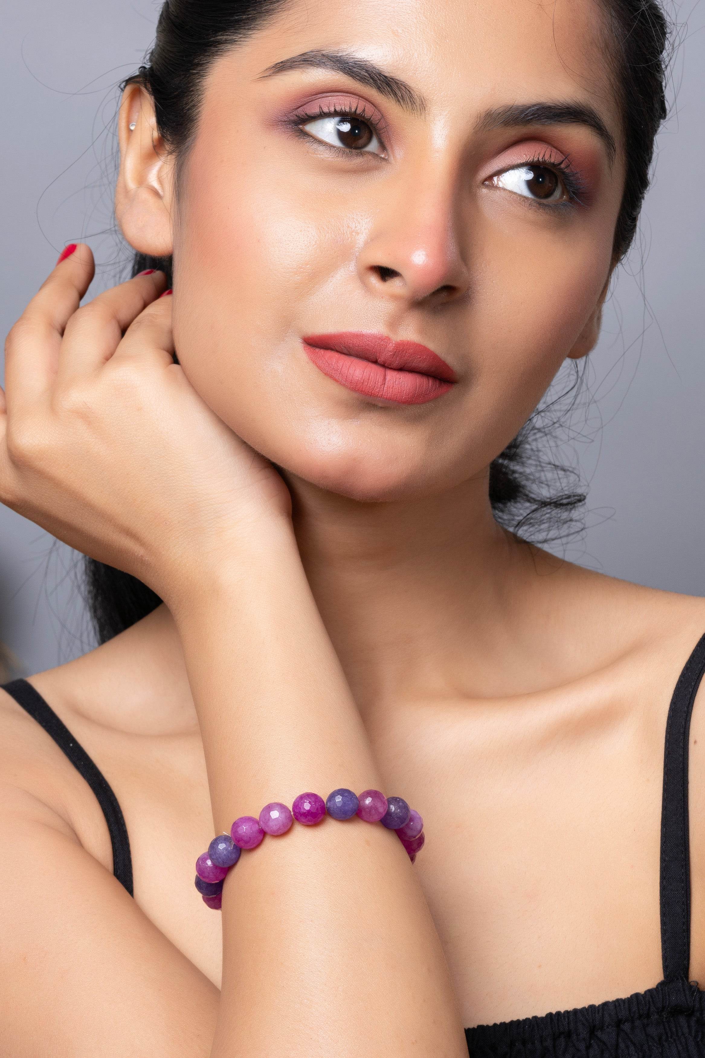 Handmade Onyx Bracelet with Purple Lavender Stones for Elegant Everyday Wear - Lookandadorn.com