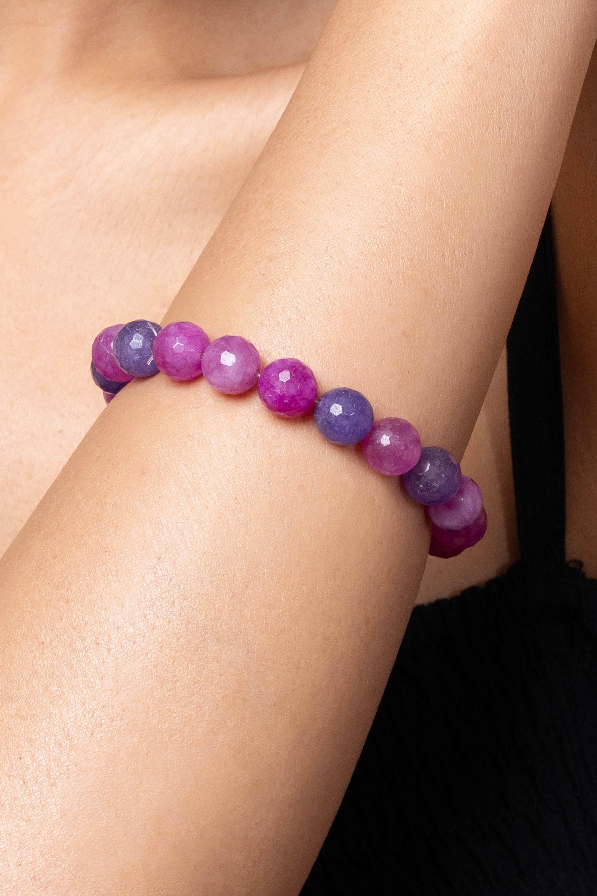 Handmade Onyx Bracelet with Purple Lavender Stones for Elegant Everyday Wear - Lookandadorn.com