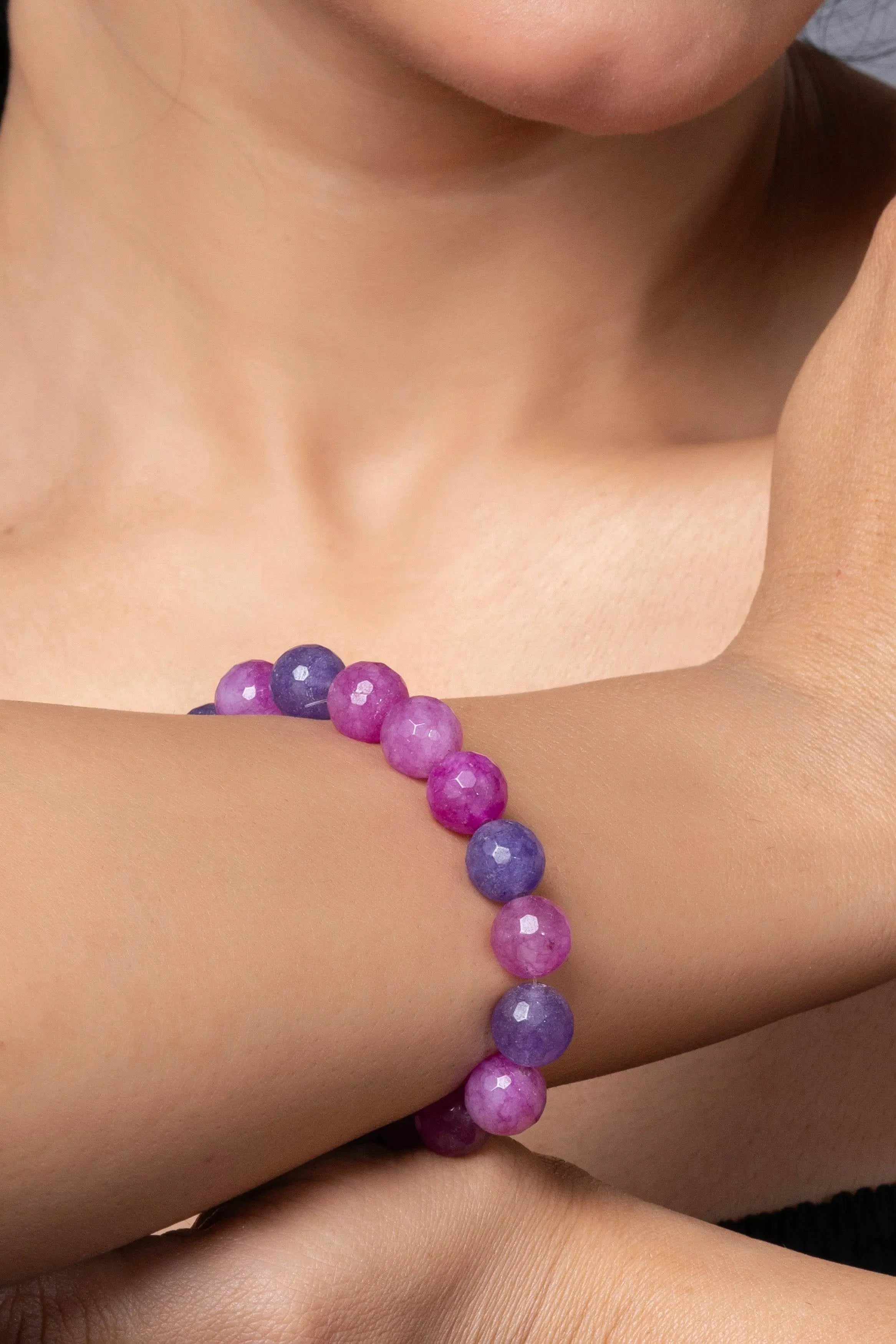Handmade Onyx Bracelet with Purple Lavender Stones for Elegant Everyday Wear - Lookandadorn.com