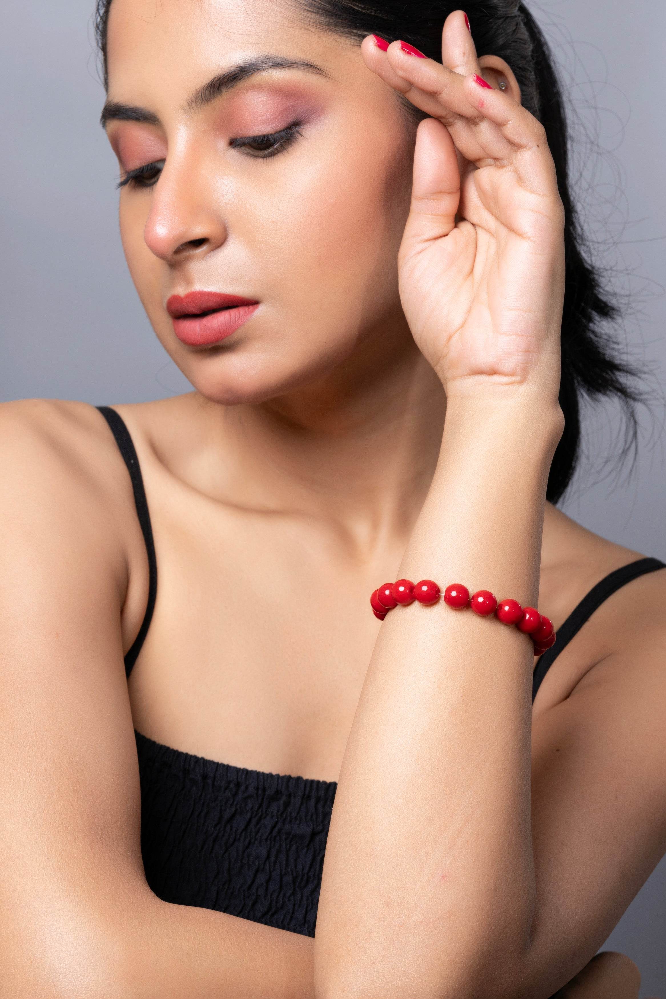 Handmade Red Semi Precious Onyx Bracelet for Elegant Everyday Wear - Lookandadorn.com