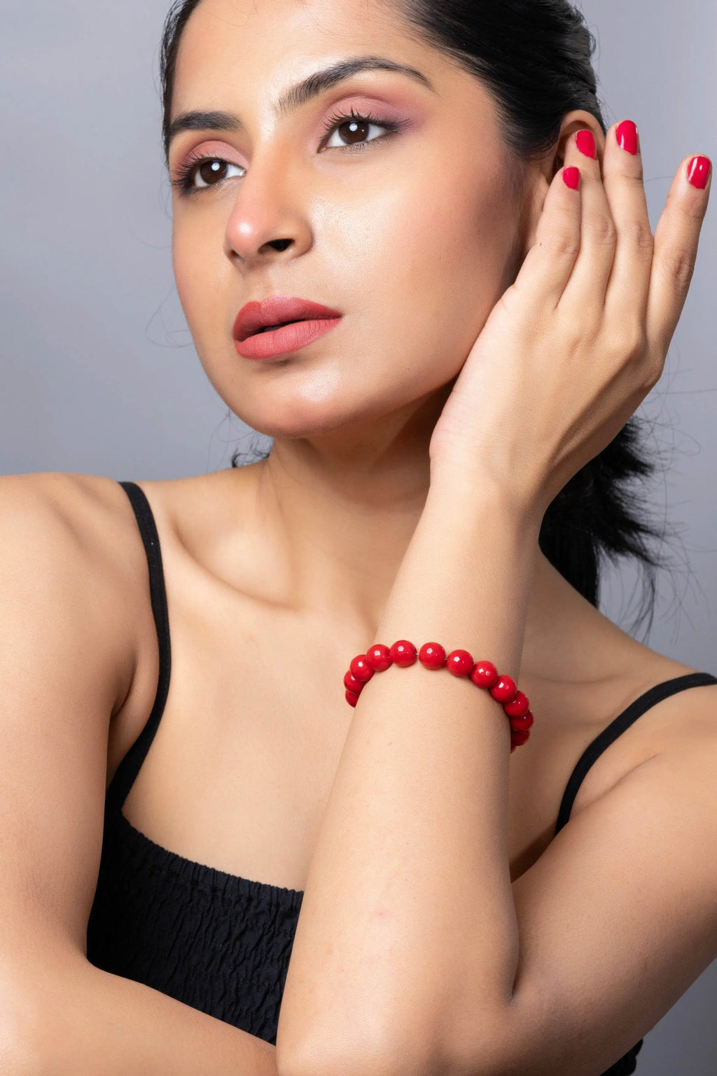 Handmade Red Semi Precious Onyx Bracelet for Elegant Everyday Wear - Lookandadorn.com