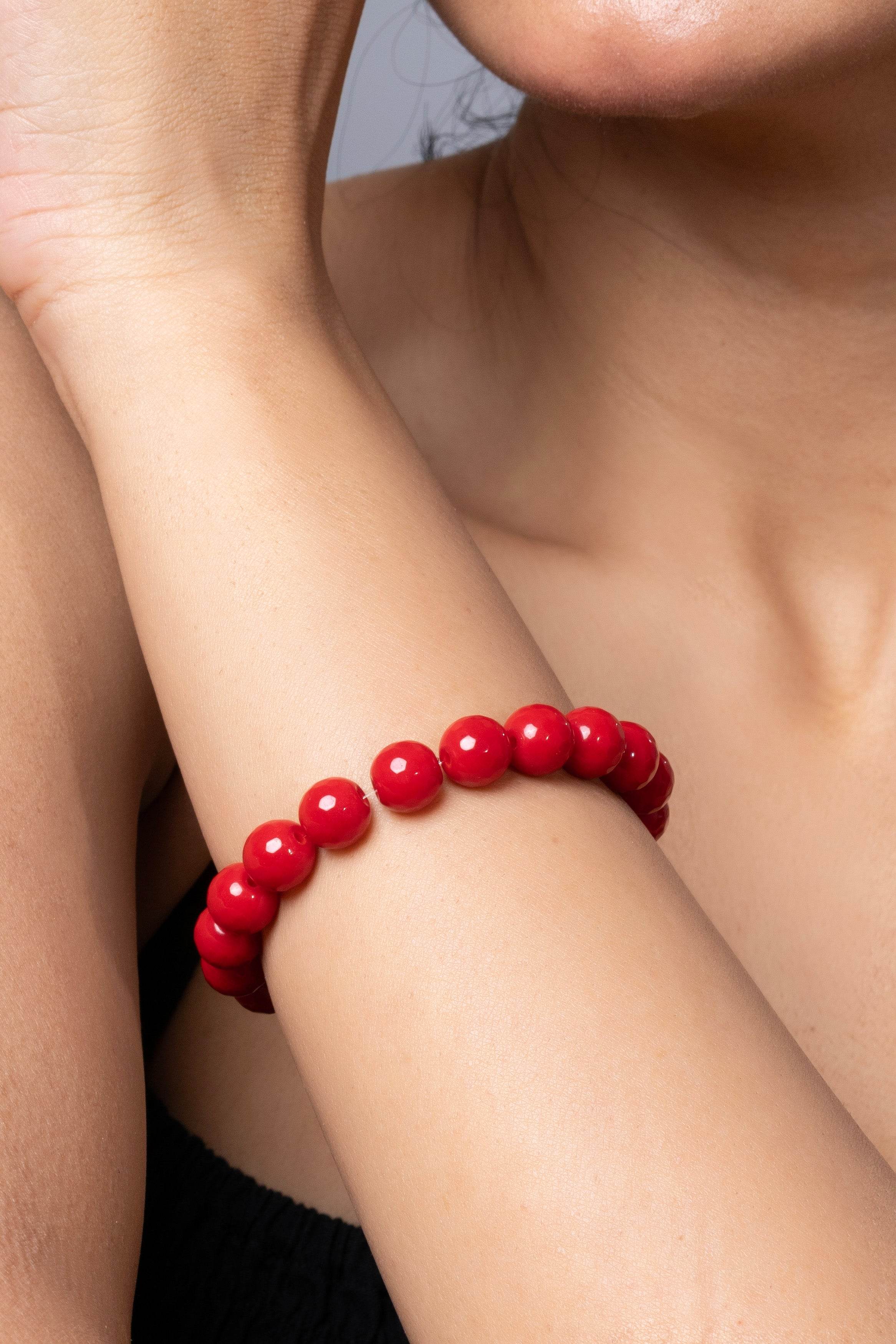 Handmade Red Semi Precious Onyx Bracelet for Elegant Everyday Wear - Lookandadorn.com