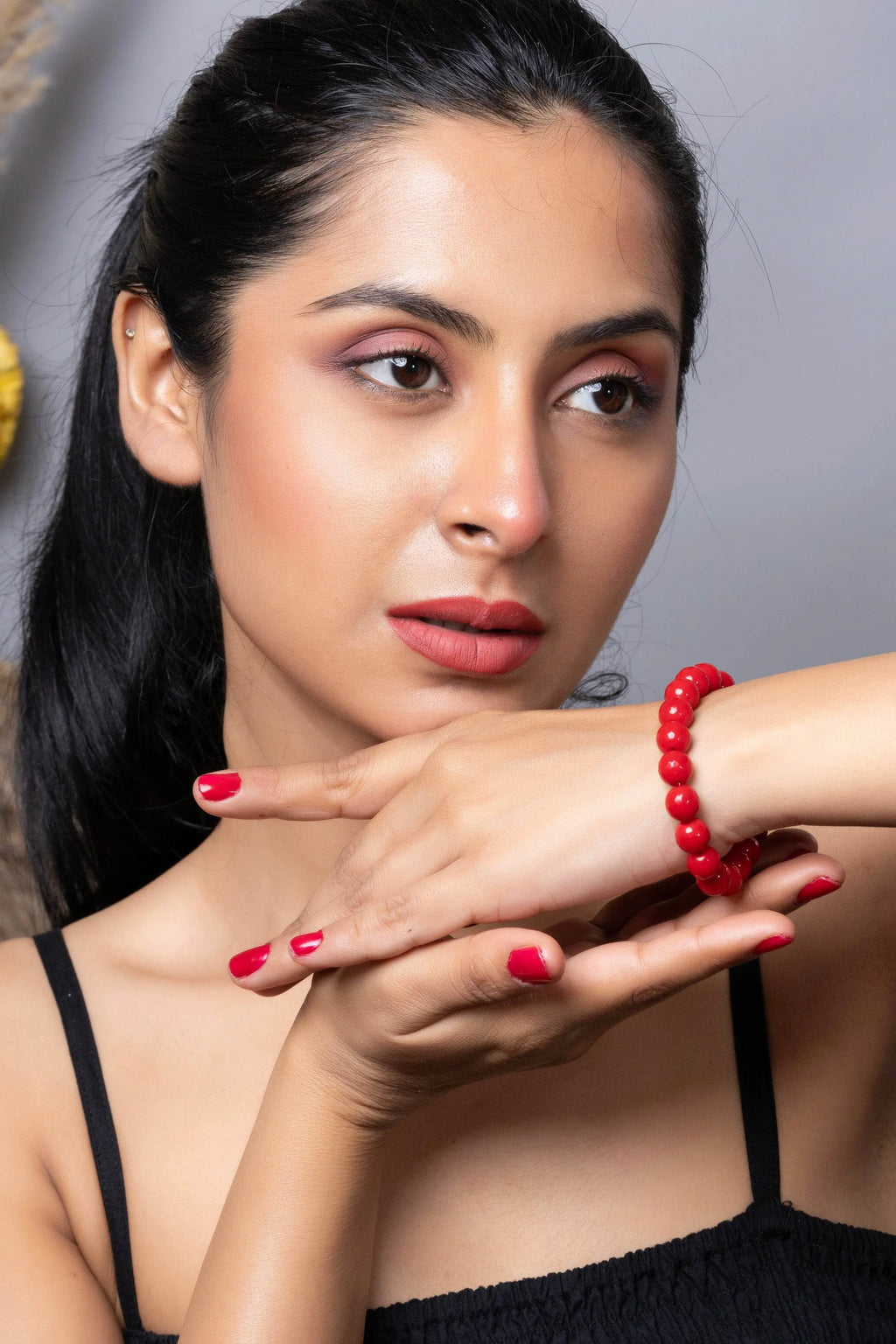 Handmade Red Semi Precious Onyx Bracelet for Elegant Everyday Wear - Lookandadorn.com