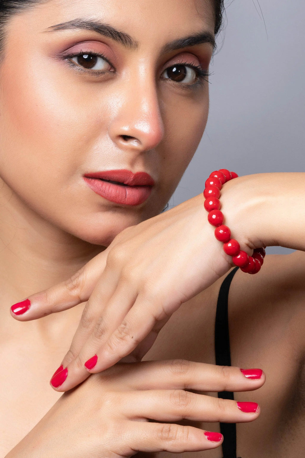 Handmade Red Semi Precious Onyx Bracelet for Elegant Everyday Wear - Lookandadorn.com