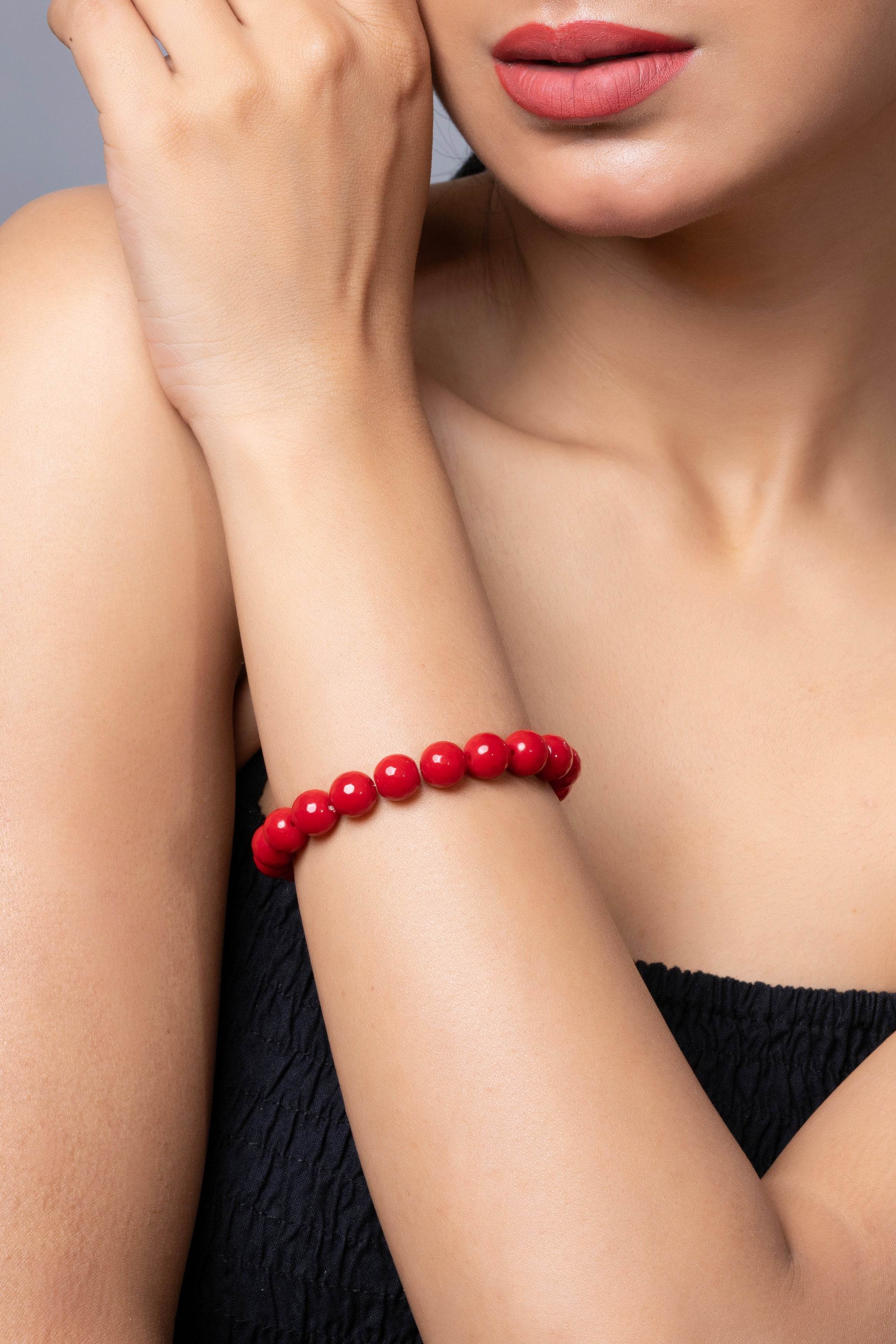 Handmade Red Semi Precious Onyx Bracelet for Elegant Everyday Wear - Lookandadorn.com