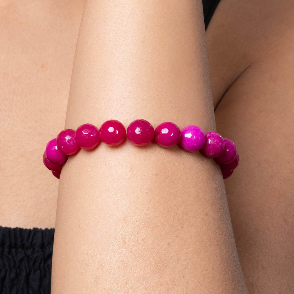 Handmade Bracelets: Purple Pink Semi Precious Onyx Bracelet for Elegant Everyday Wear - Lookandadorn.com