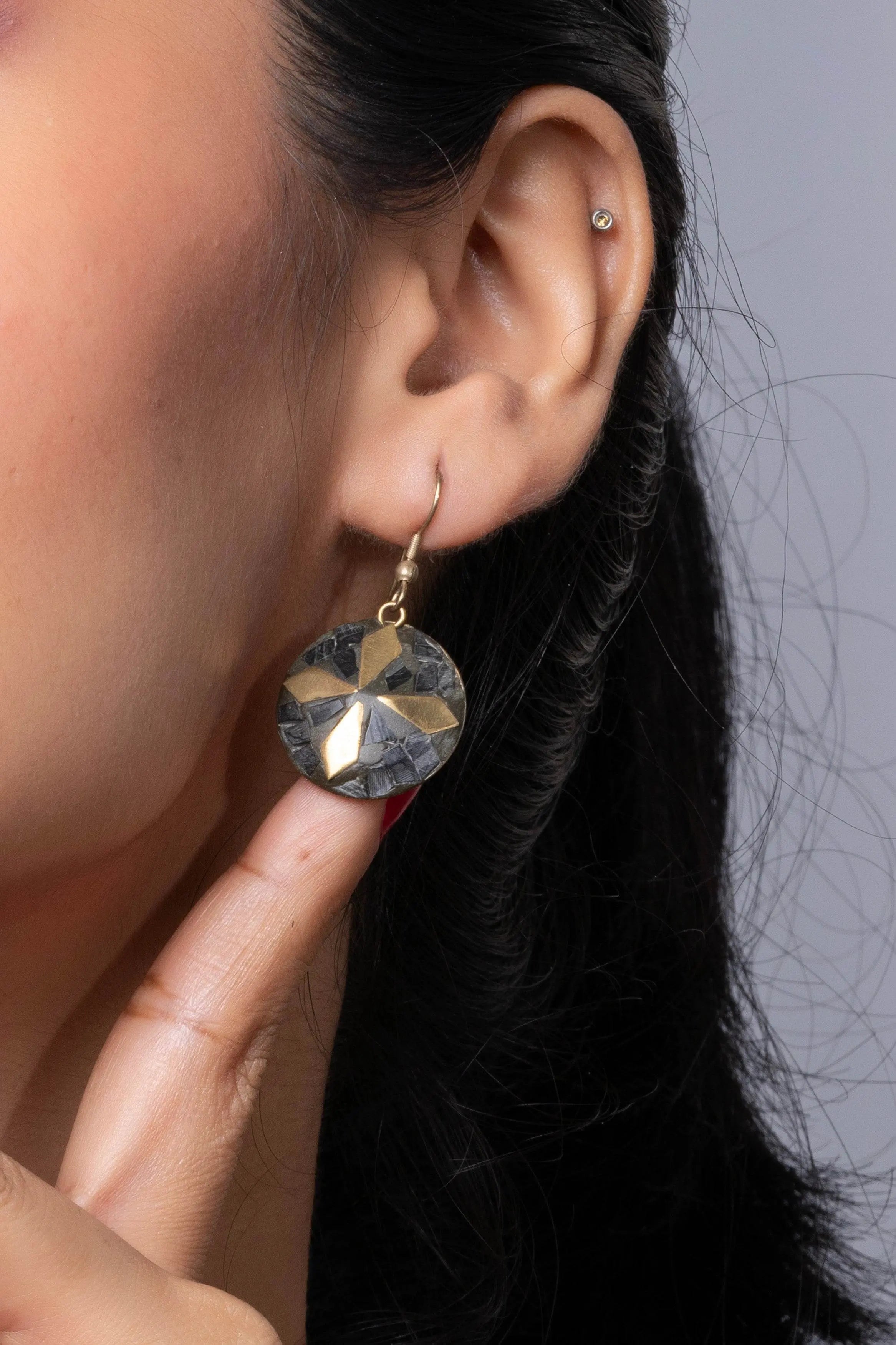 Black Golden Brass Tibetan Earring - Lookandadorn.com