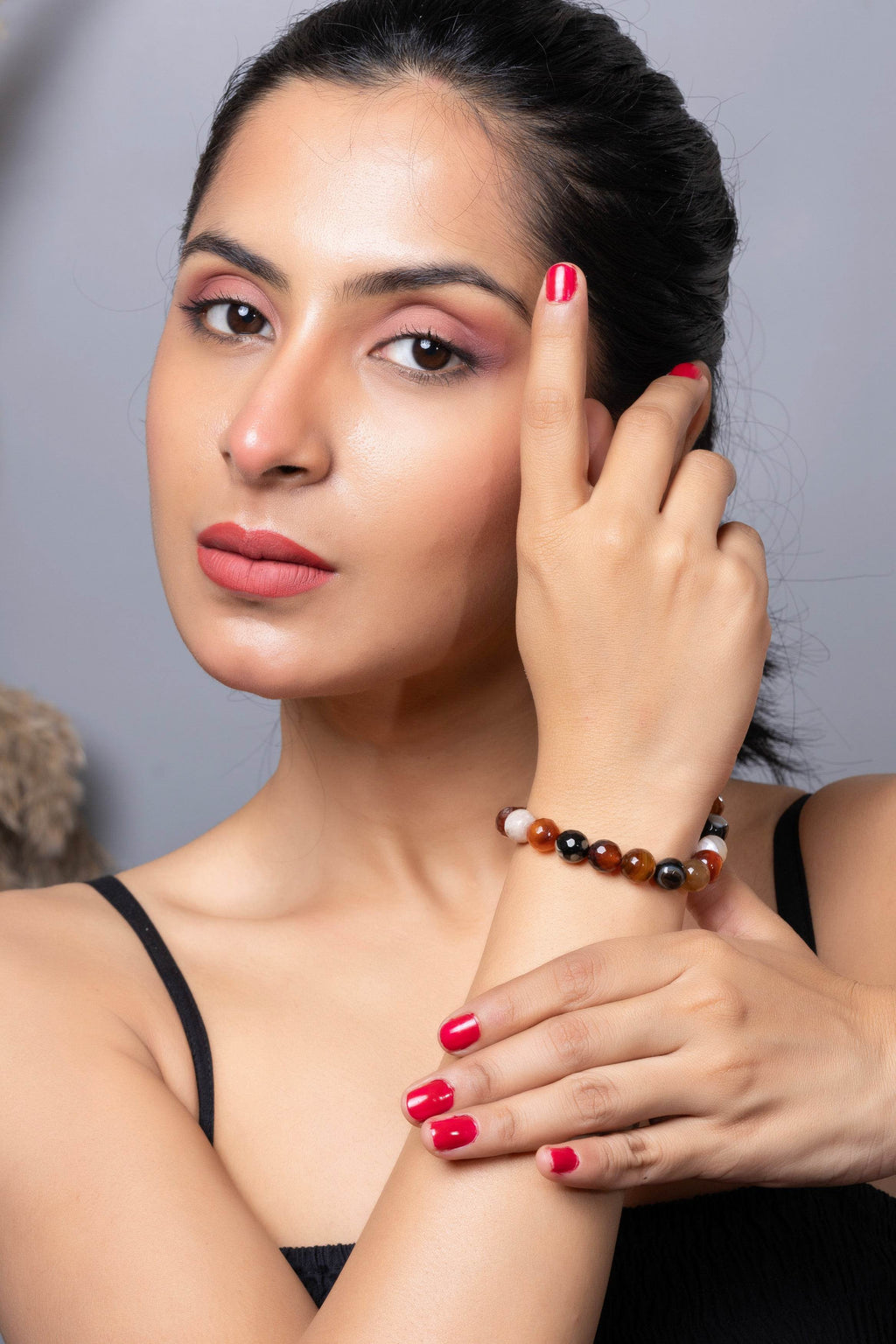 Handmade Onyx Bracelets: Brown Black Semi Precious Onyx Bracelet for Elegant Everyday Wear - Lookandadorn.com