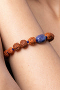 Handmade Rudraksh Bracelet with Semi Precious Blue Lapis Lazuli for Elegant Everyday Wear - Lookandadorn.com