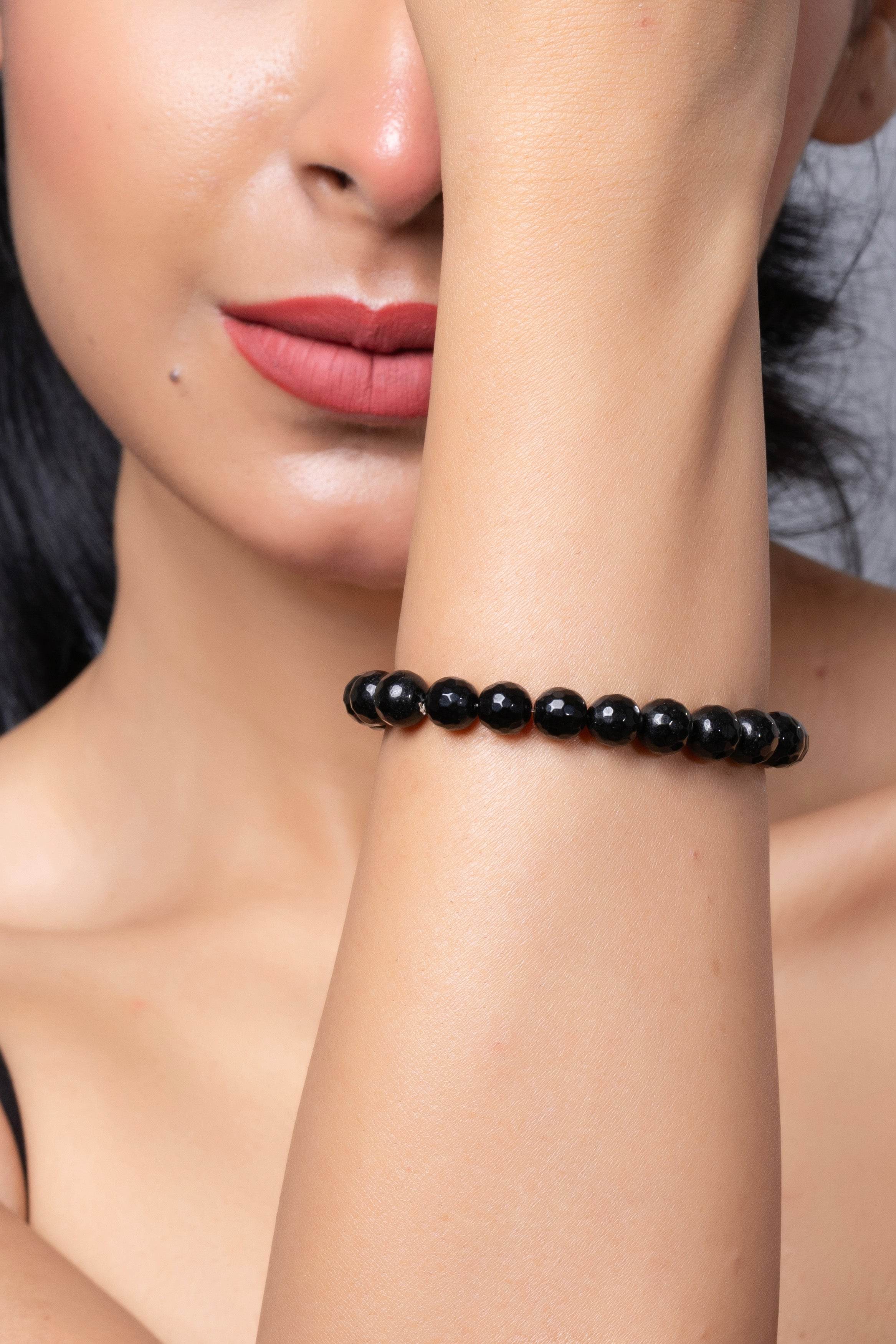 Handmade Semi Precious Black Jasper Stone Bracelet for Unisex Everyday Wear - Lookandadorn.com