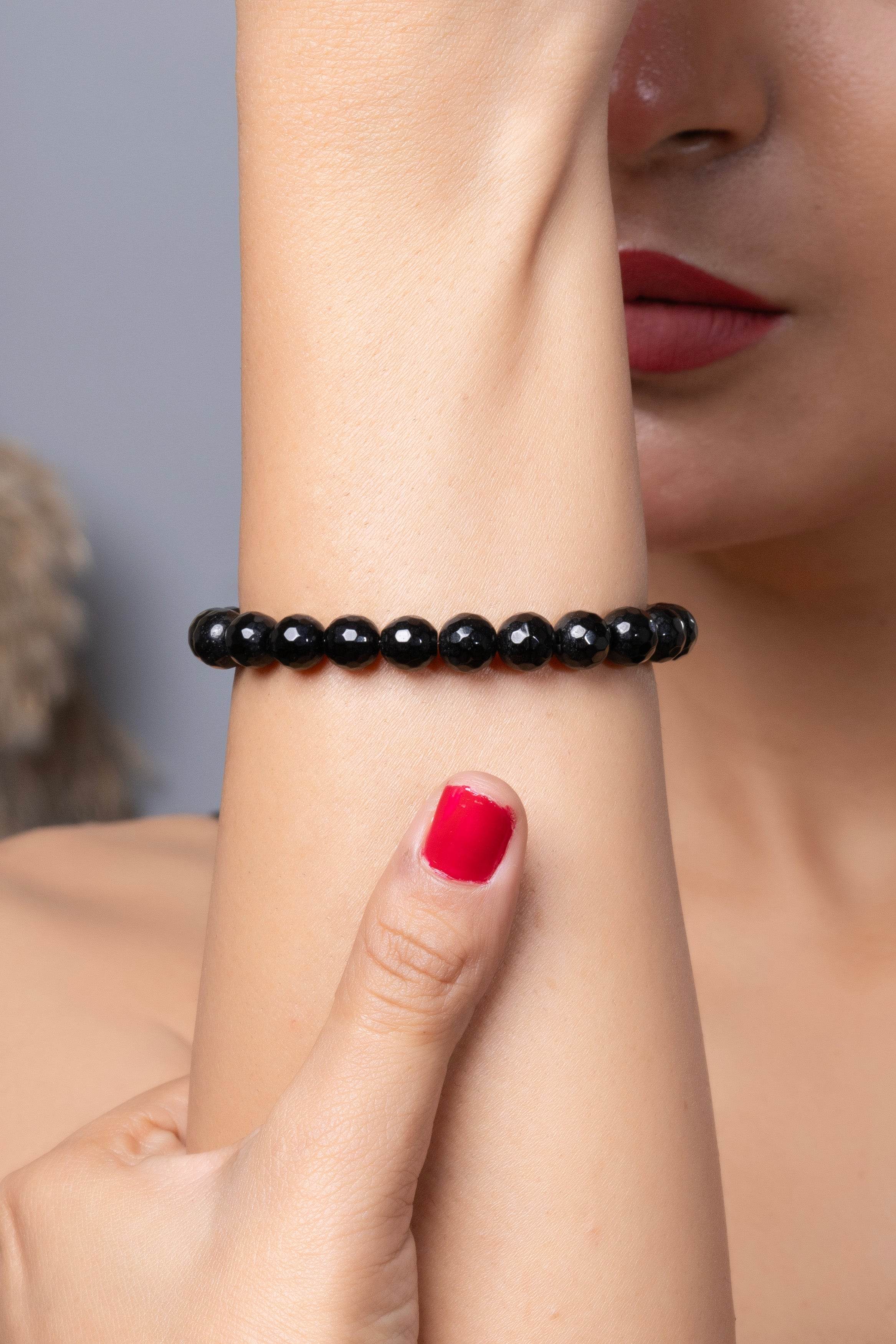 Handmade Semi Precious Black Jasper Stone Bracelet for Unisex Everyday Wear - Lookandadorn.com