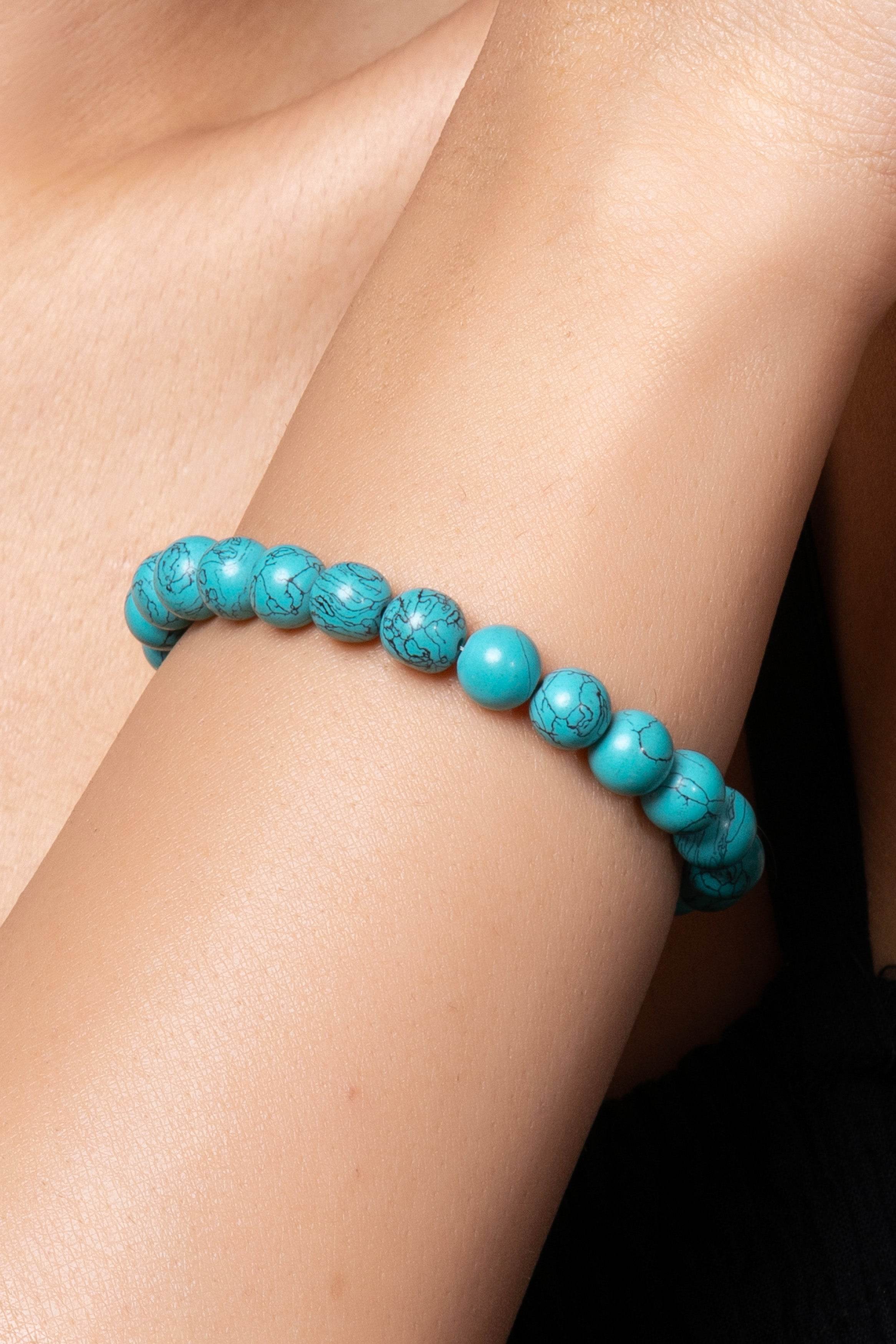 Handmade Semi Precious Firoza Turquoise Bead Bracelet for Elegant Everyday Wear - Lookandadorn.com