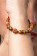 Handmade Rudraksh Bracelet with Semi Precious Brown Tiger's Eye for Unisex - Lookandadorn.com