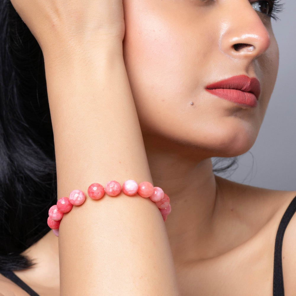 Handmade Semi Precious Peach Argentina Rhodochrosite Unisex Bracelet for Elegant Everyday Wear - Lookandadorn.com