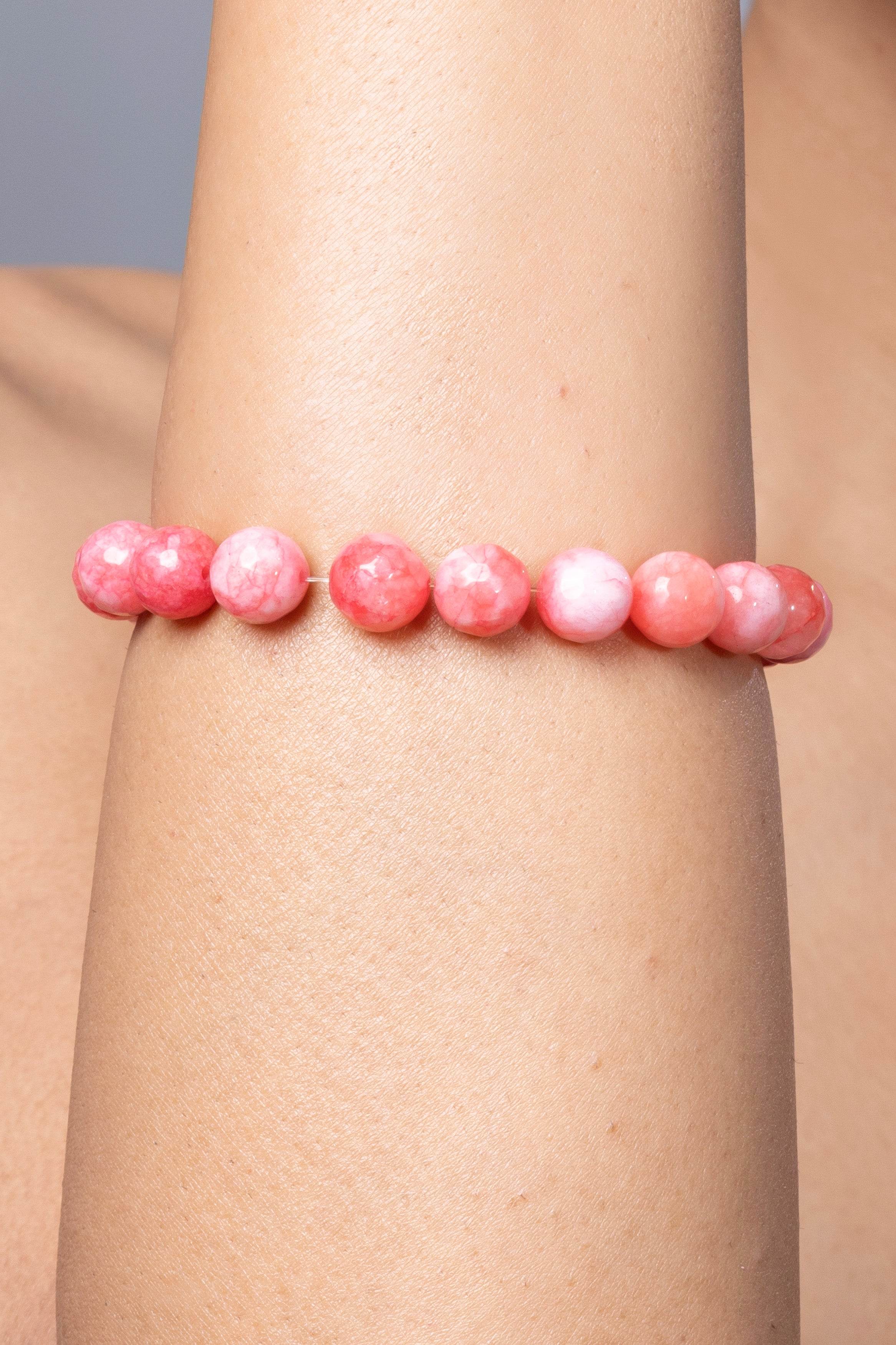 Handmade Semi Precious Peach Argentina Rhodochrosite Unisex Bracelet for Elegant Everyday Wear - Lookandadorn.com