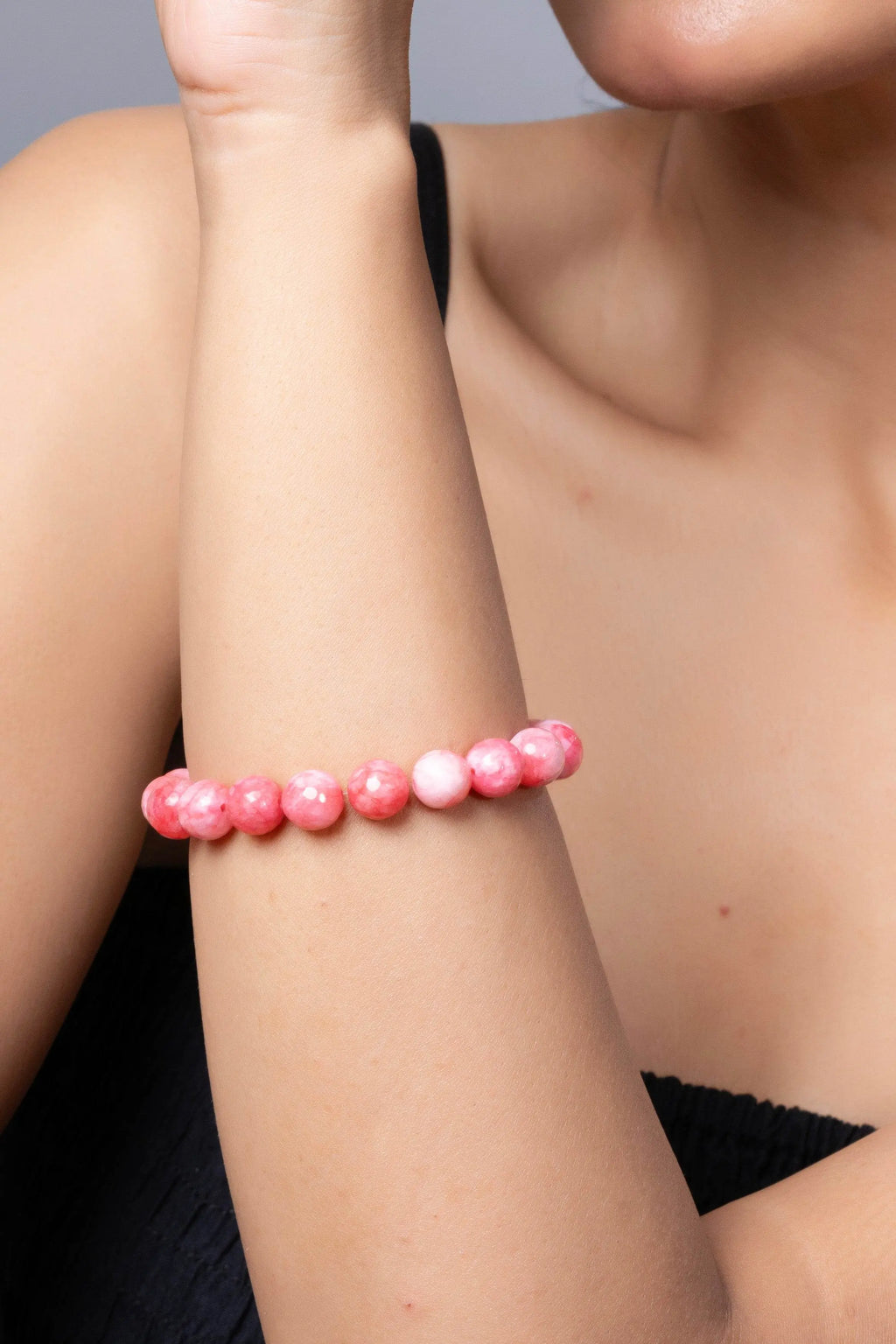 Handmade Semi Precious Peach Argentina Rhodochrosite Unisex Bracelet for Elegant Everyday Wear - Lookandadorn.com