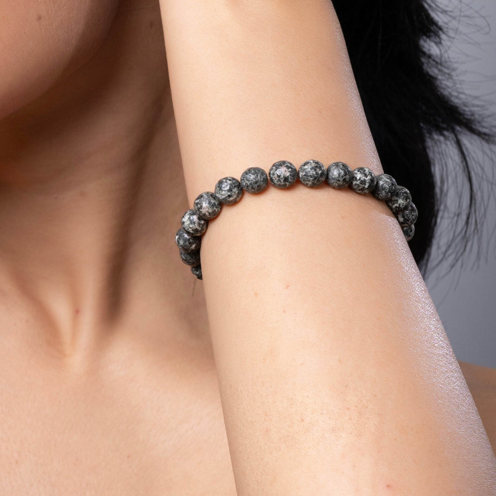 Handmade Semi Precious Gray Snowflake Obsidian Unisex Bracelet for Elegant Everyday Wear - Lookandadorn.com