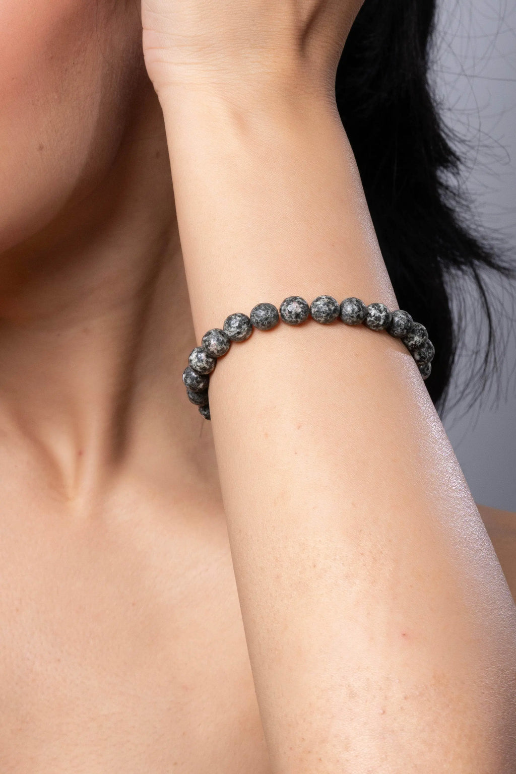 Handmade Semi Precious Gray Snowflake Obsidian Unisex Bracelet for Elegant Everyday Wear - Lookandadorn.com