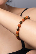Handmade Rudraksh Bracelet with Semi Precious Golden Brown Tiger's Eye Unisex Design - Lookandadorn.com