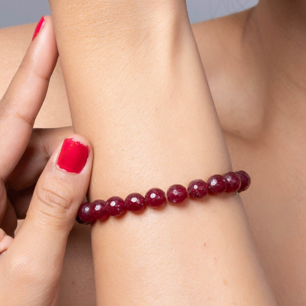 Handmade Bracelet - Semi Precious Maroon Onyx Unisex for Elegant Everyday Wear - Lookandadorn.com