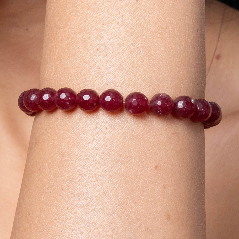 Handmade Bracelet - Semi Precious Maroon Onyx Unisex for Elegant Everyday Wear - Lookandadorn.com