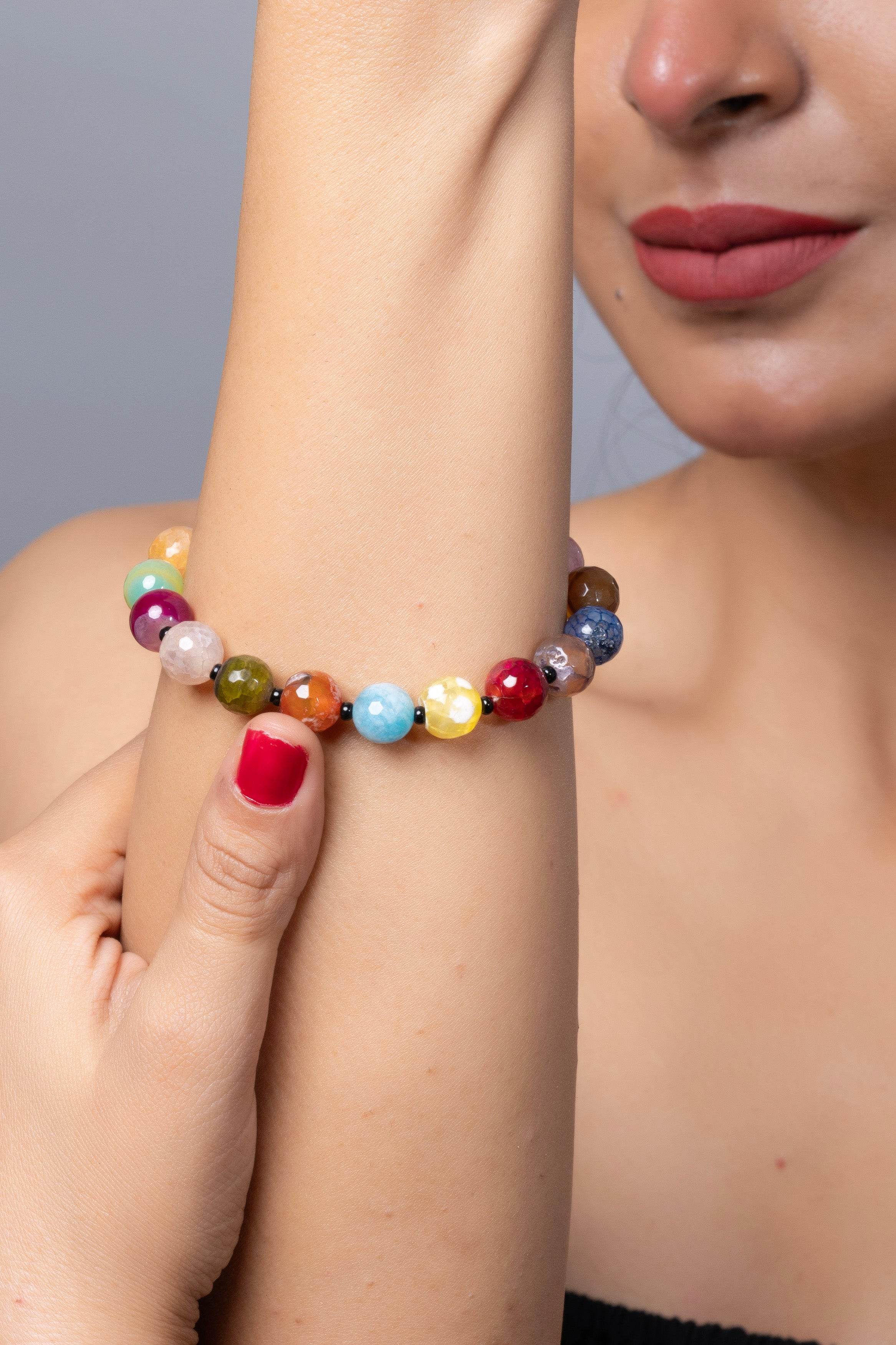 Handmade Onyx Bracelet - Semi Precious Multicolored Unisex for Elegant Everyday Wear - Lookandadorn.com
