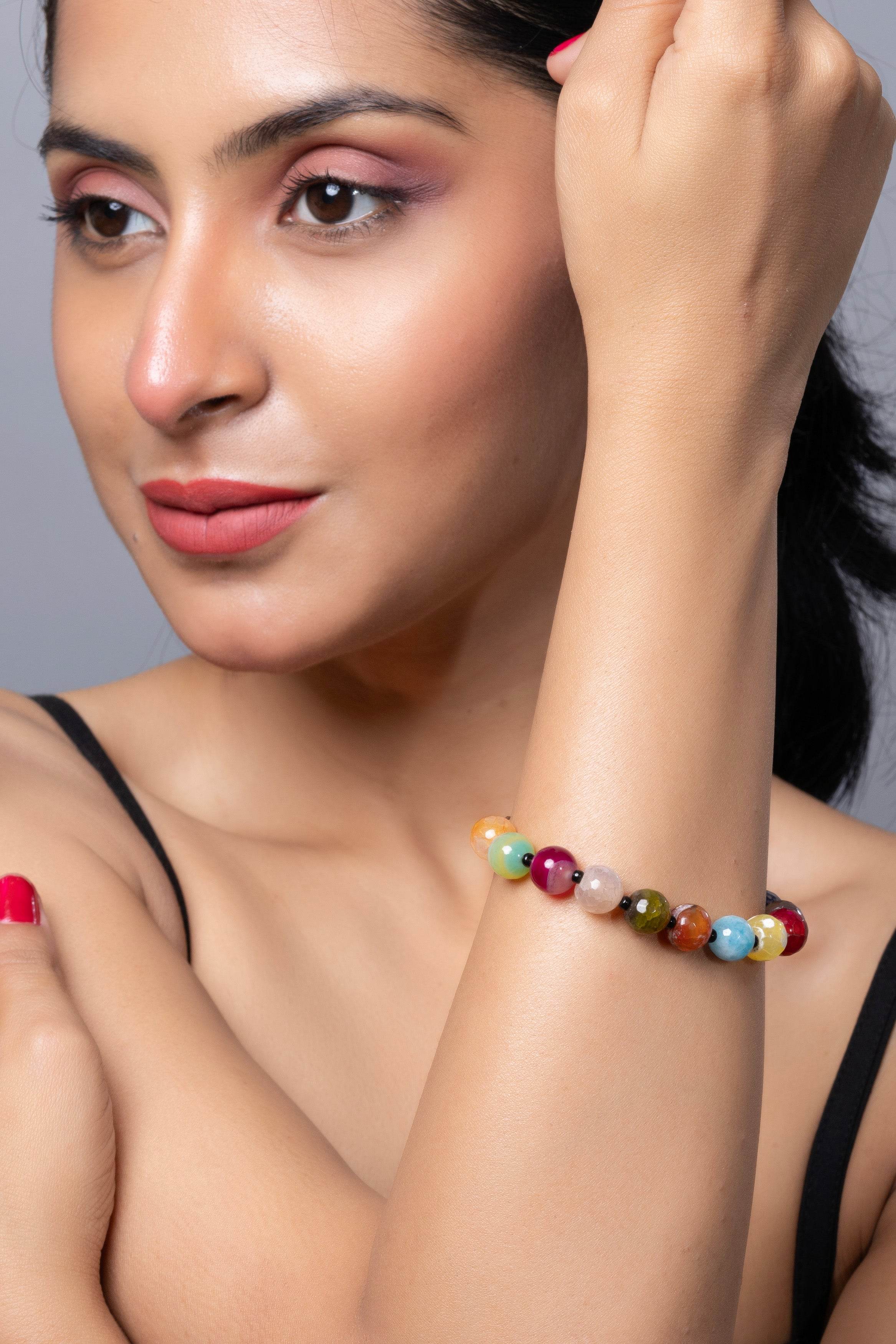 Handmade Onyx Bracelet - Semi Precious Multicolored Unisex for Elegant Everyday Wear - Lookandadorn.com