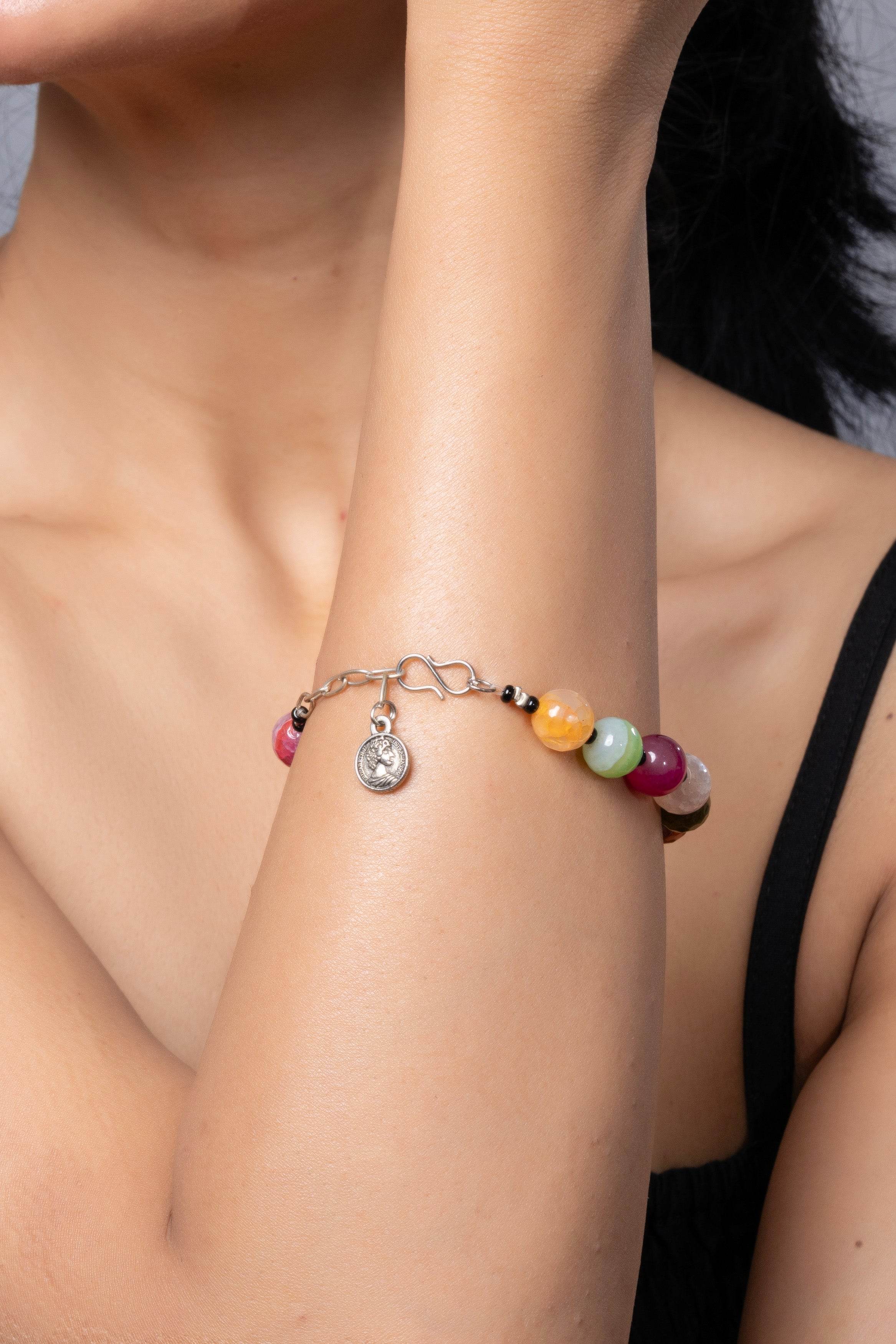 Handmade Onyx Bracelet - Semi Precious Multicolored Unisex for Elegant Everyday Wear - Lookandadorn.com