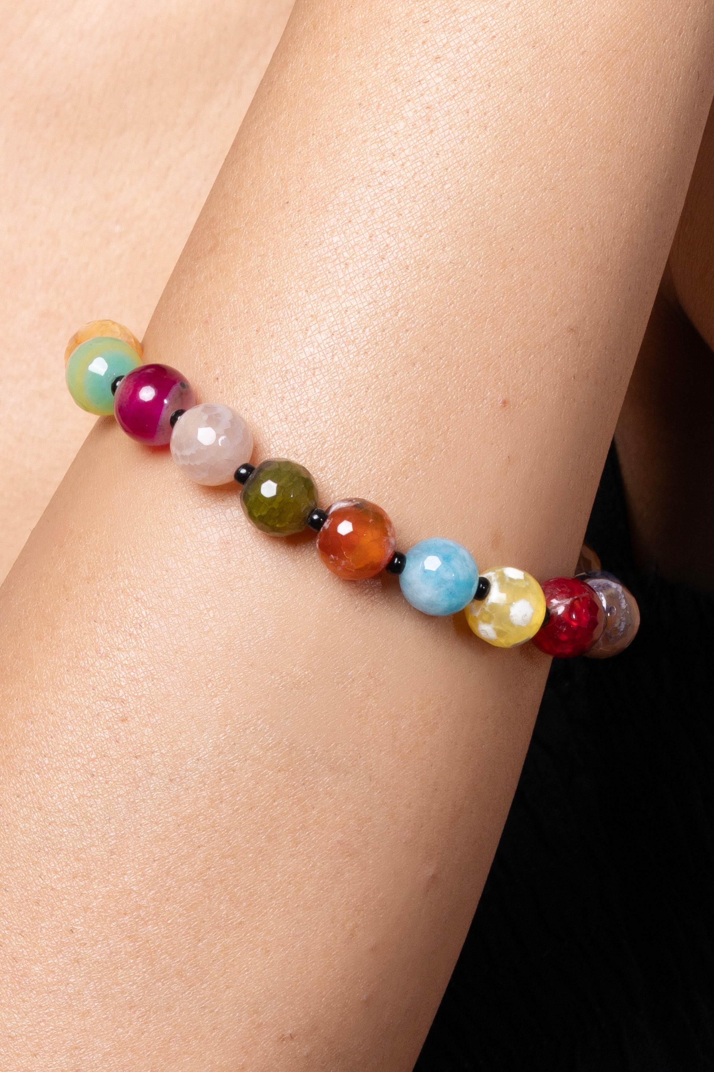 Handmade Onyx Bracelet - Semi Precious Multicolored Unisex for Elegant Everyday Wear - Lookandadorn.com