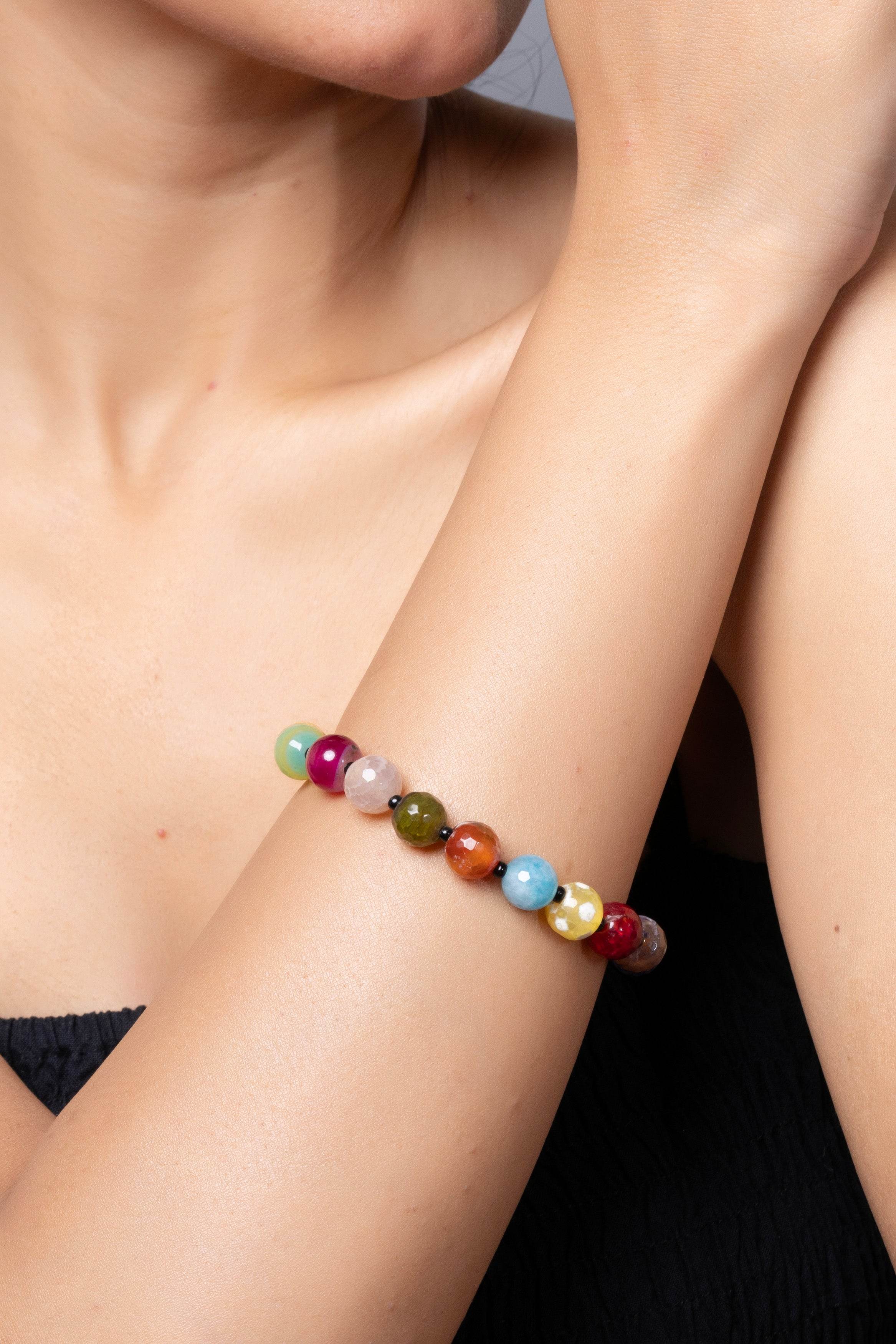 Handmade Onyx Bracelet - Semi Precious Multicolored Unisex for Elegant Everyday Wear - Lookandadorn.com