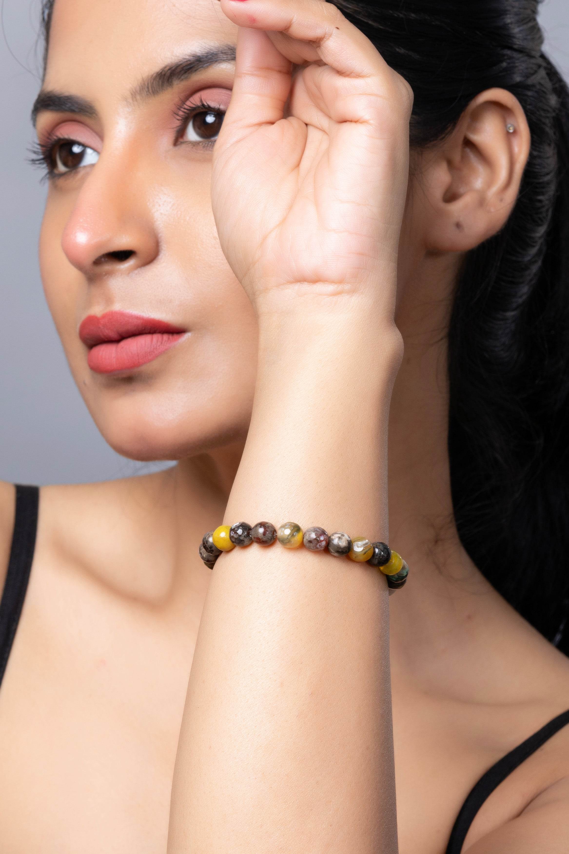 Handmade Jasper Stone Bracelet in Brown Yellow for Elegant Everyday Wear - Lookandadorn.com