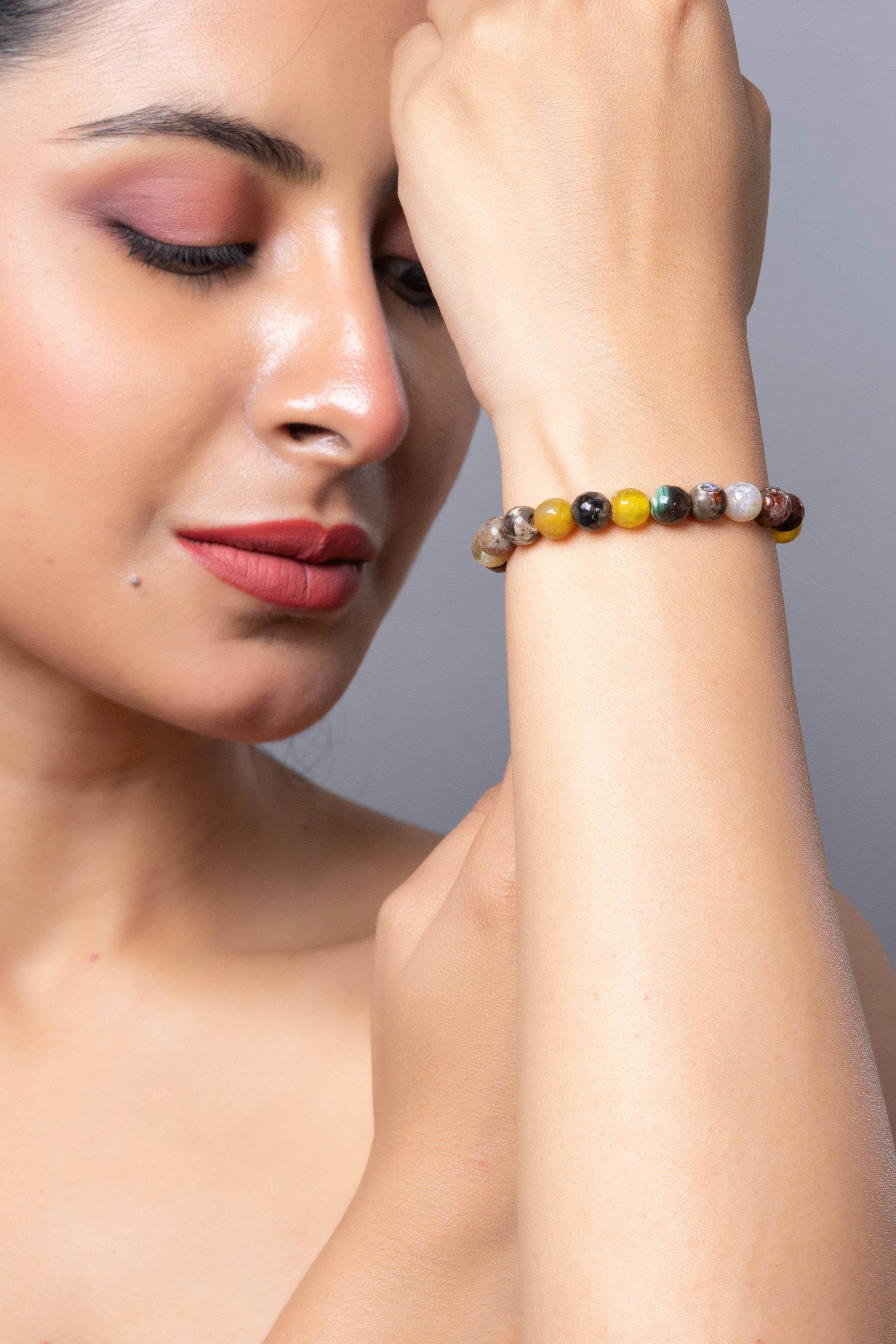 Handmade Jasper Stone Bracelet in Brown Yellow for Elegant Everyday Wear - Lookandadorn.com