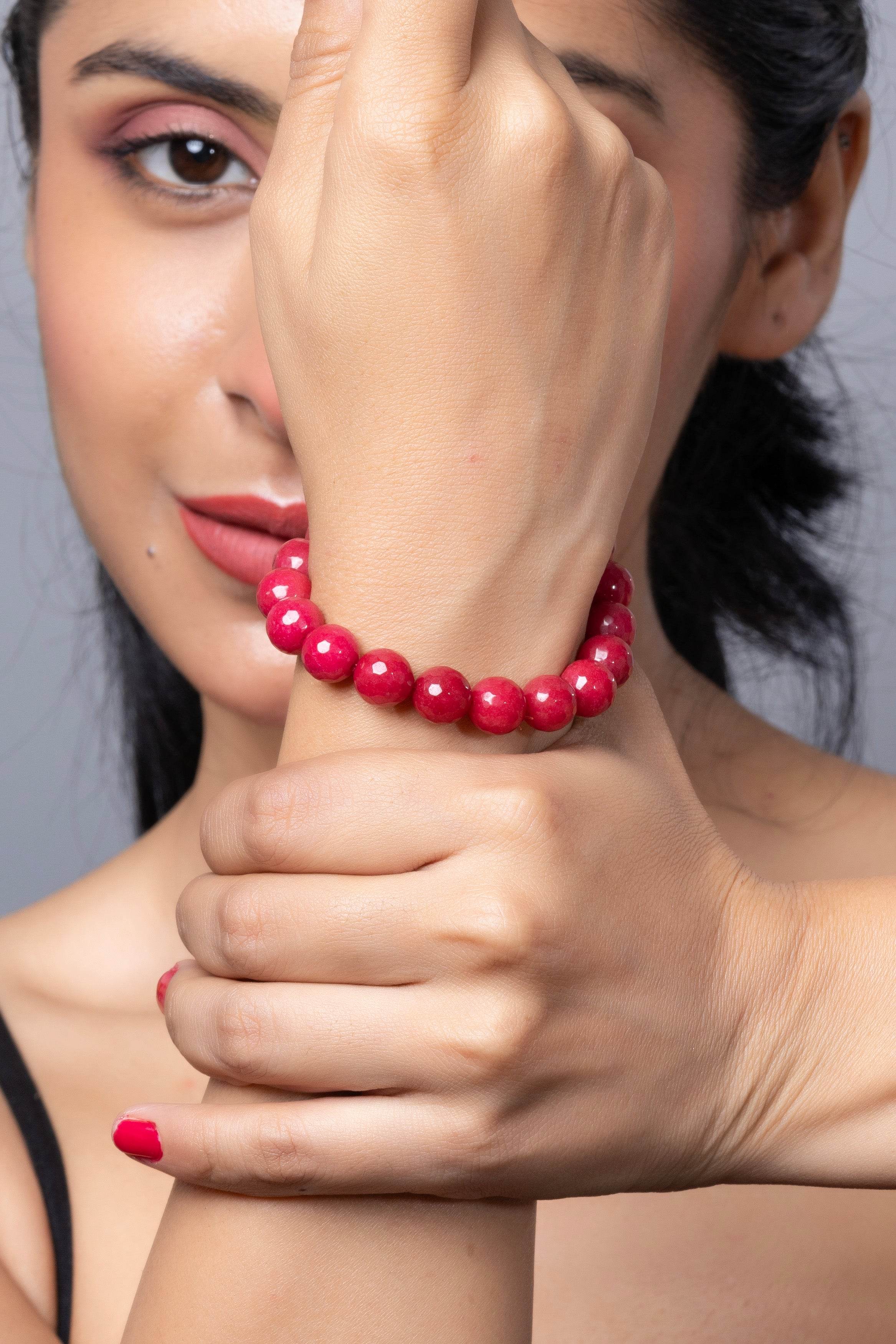 Handmade Onyx Bracelet - Unisex Semi Precious Red Onyx Jewelry - Lookandadorn.com