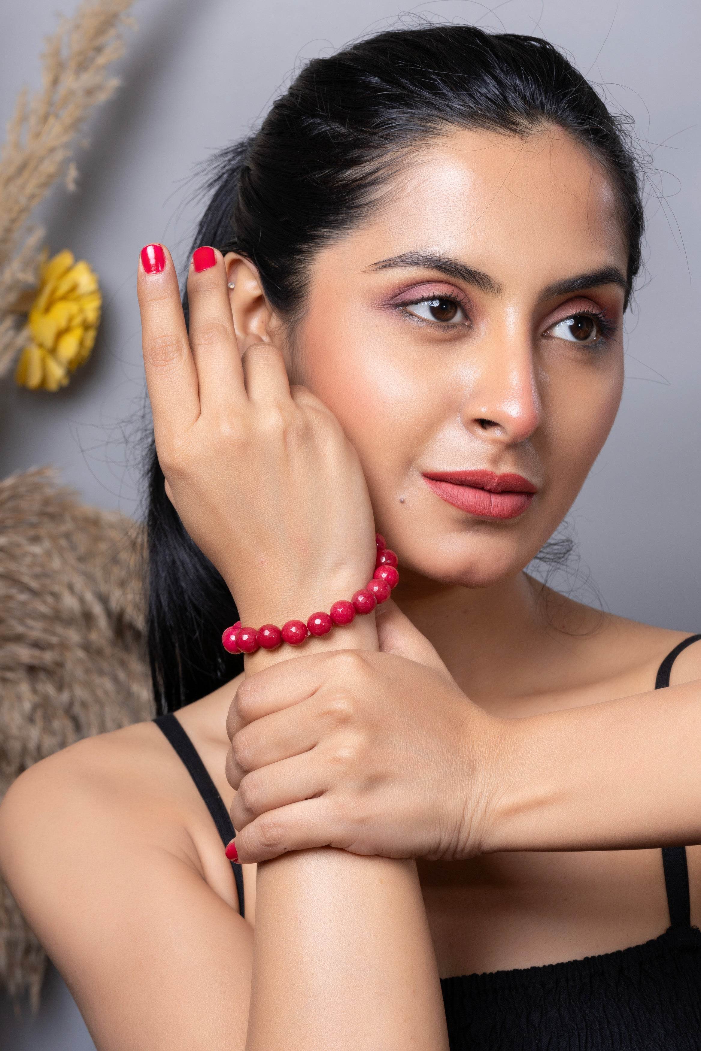 Handmade Onyx Bracelet - Unisex Semi Precious Red Onyx Jewelry - Lookandadorn.com