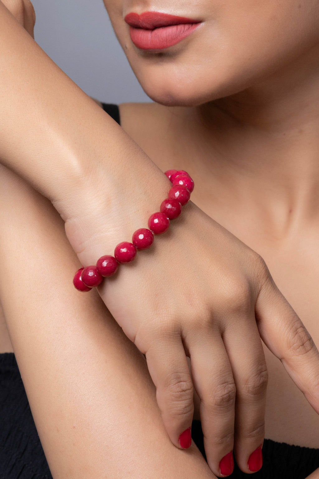 Handmade Onyx Bracelet - Unisex Semi Precious Red Onyx Jewelry - Lookandadorn.com