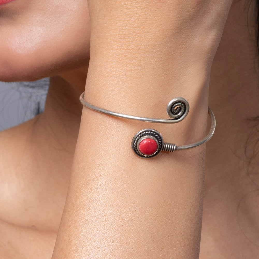 Oxidised Bangles: Red Twisted Silver Bangles for Elegant Everyday Wear - Lookandadorn.com