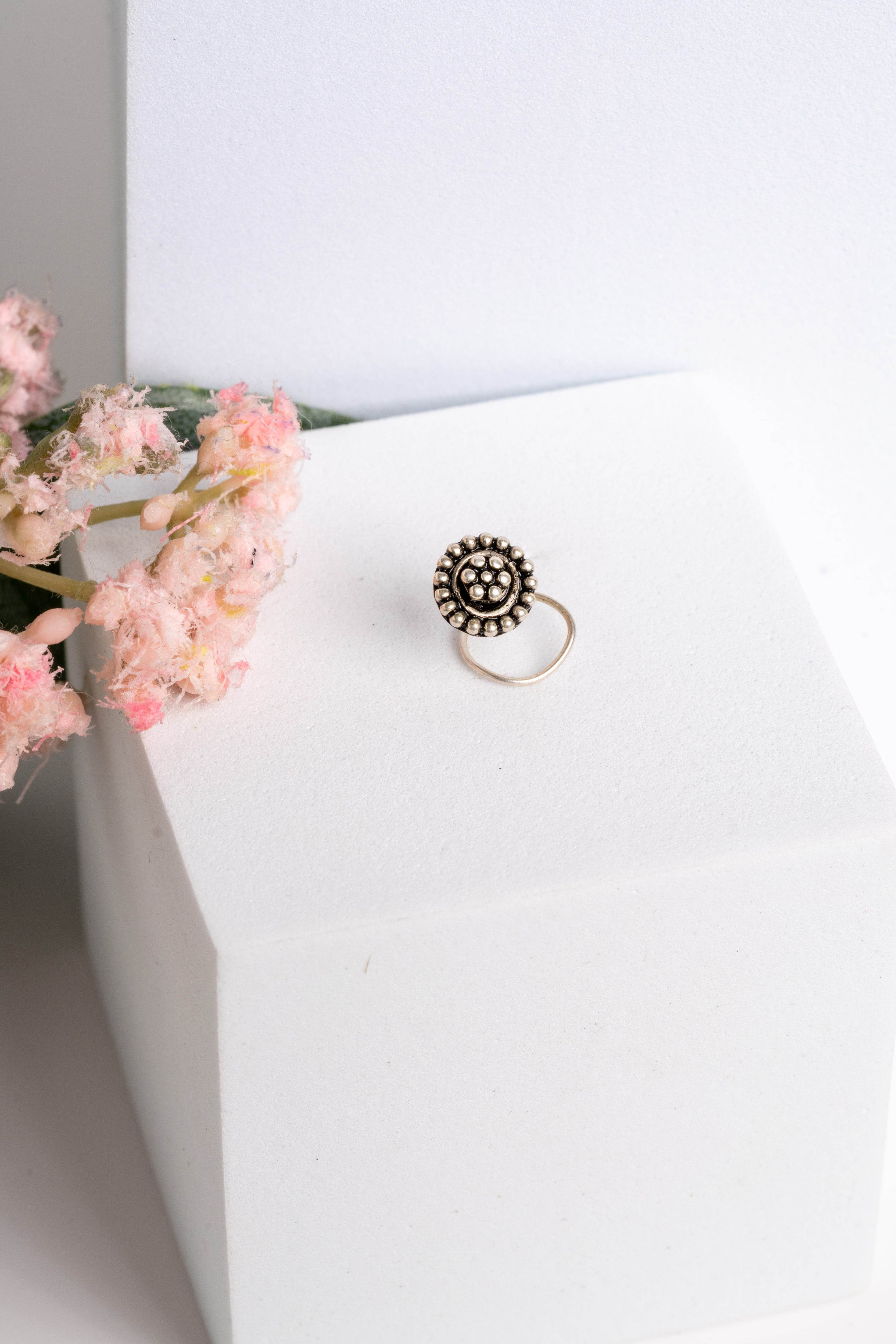 92.5 Pure Silver Nose Pin - Piercing Silver Nosepin Design - Lookandadorn.com