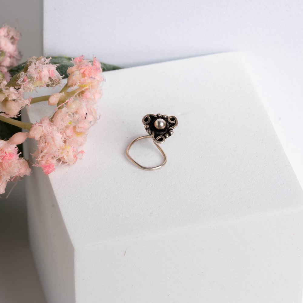 92.5 Pure Silver Nose Pin - Piercing Silver Nosepin Design - Lookandadorn.com