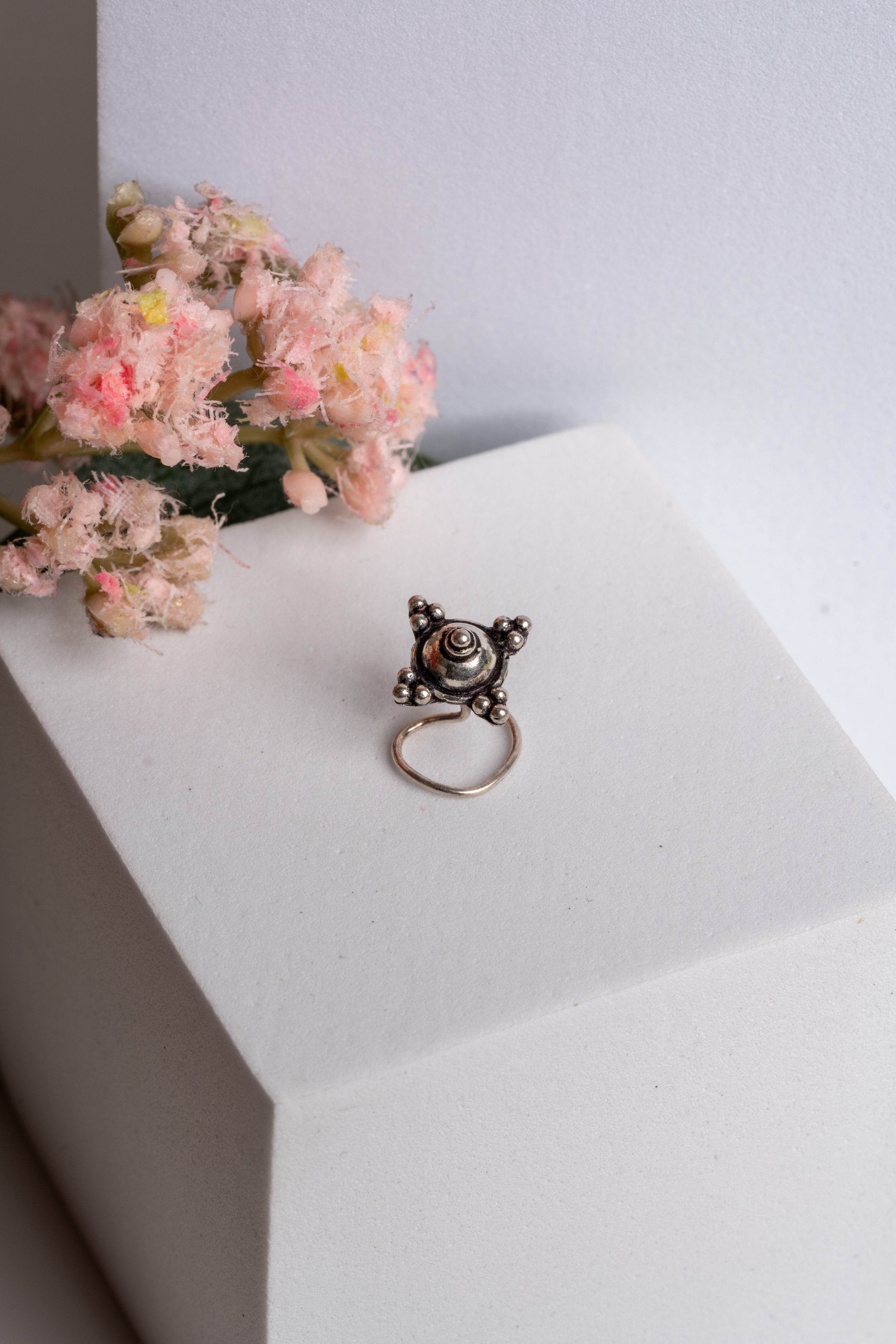 92.5 Pure Silver Nose Pin - Piercing Silver Nosepin Design - Lookandadorn.com