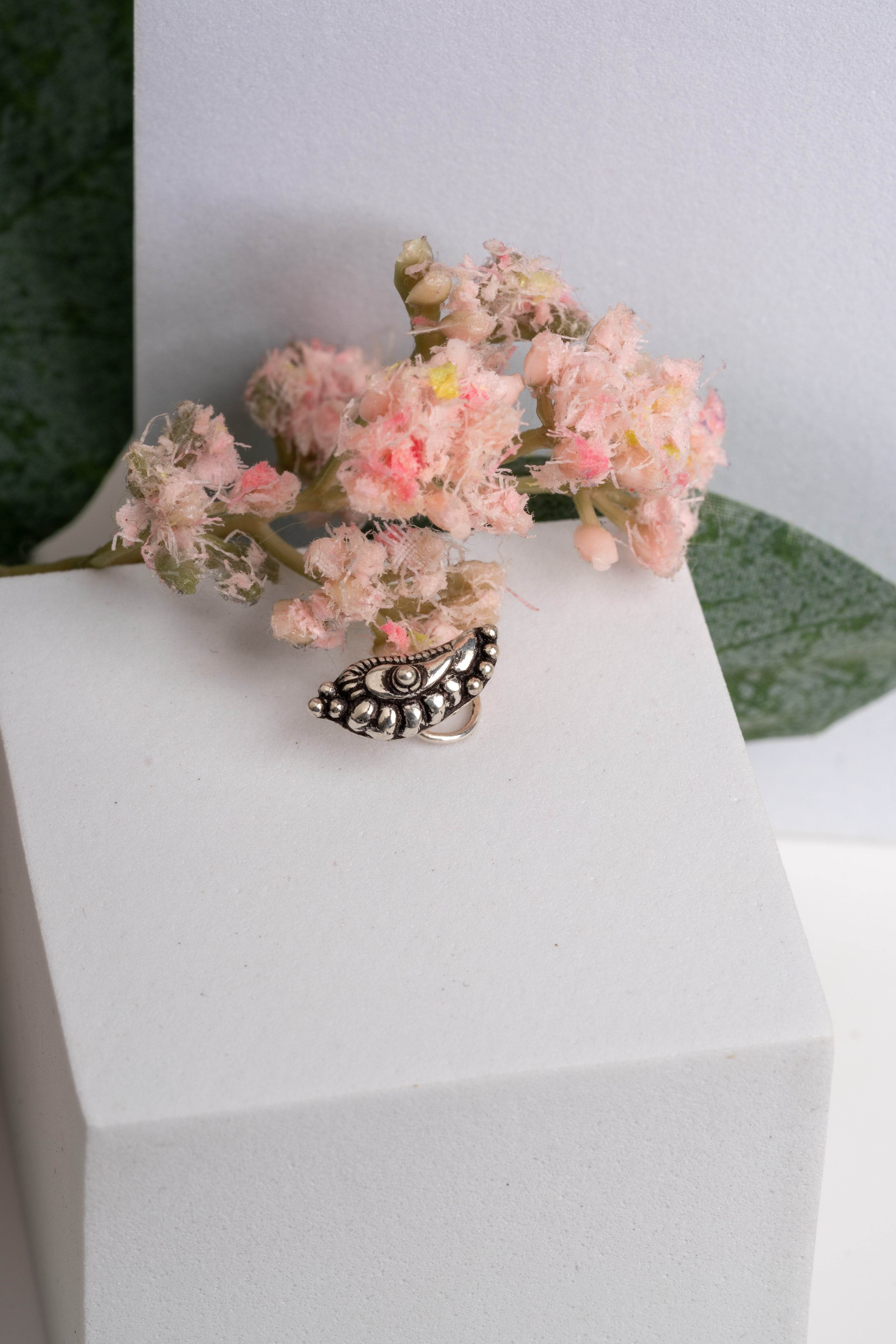 92.5 Pure Silver Nose Pin - Piercing Silver Nosepin Design - Lookandadorn.com